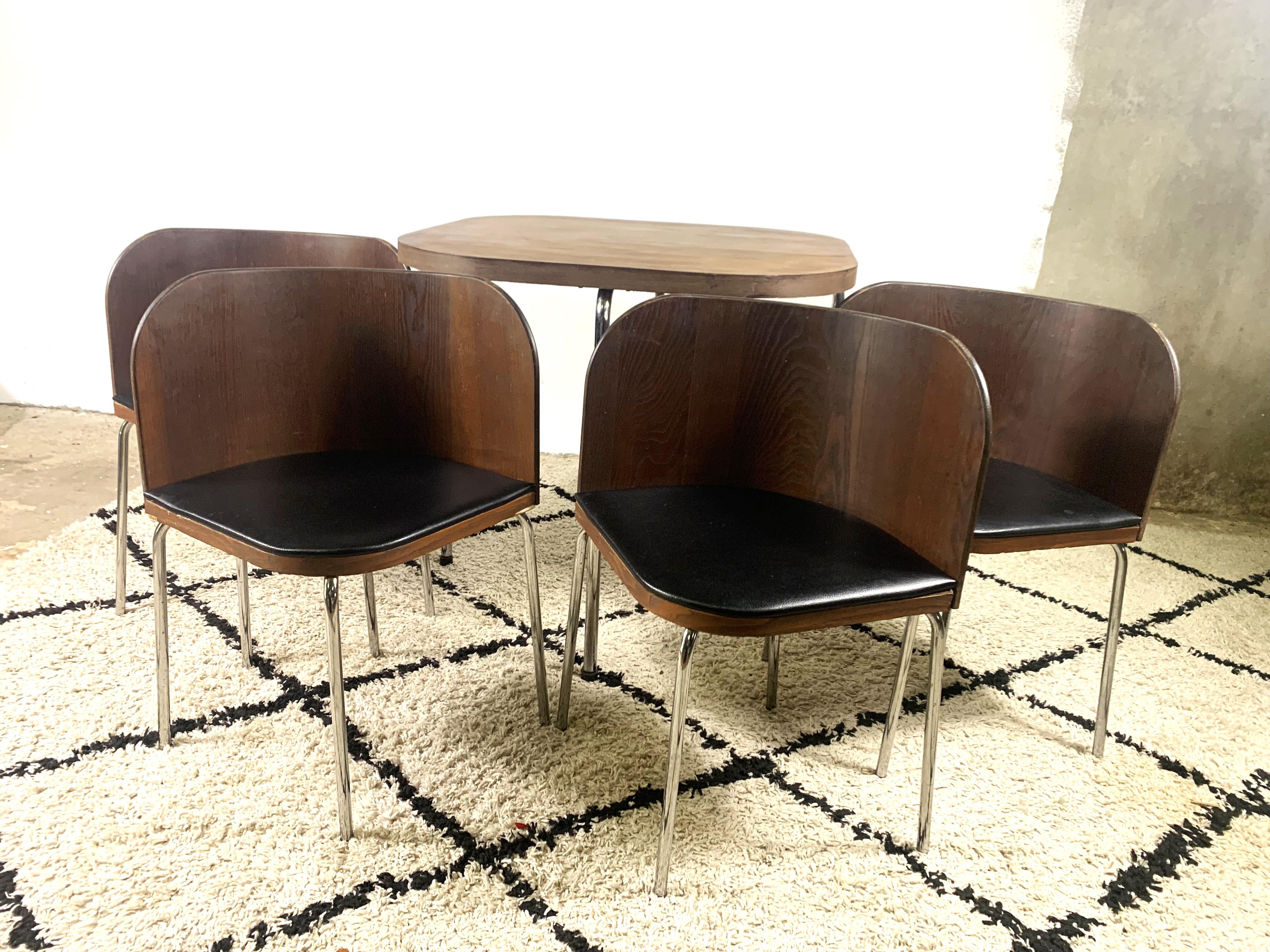 Imitation cuir Ensemble de table et de chaises par Sandra Kragnert pour Ikea, années 1970