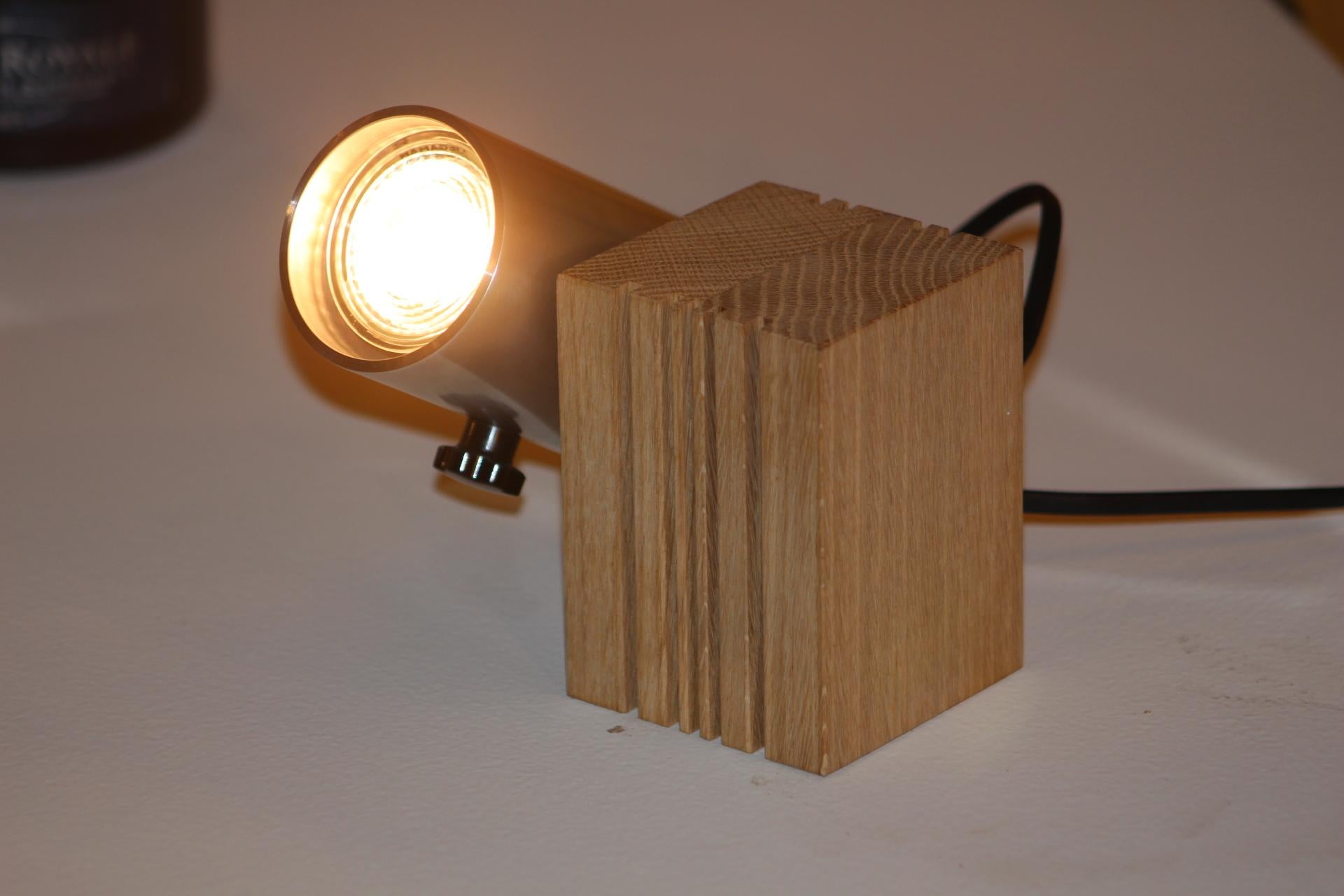 Belgian Table and floor lamp Wooden Lamp Alu For Sale
