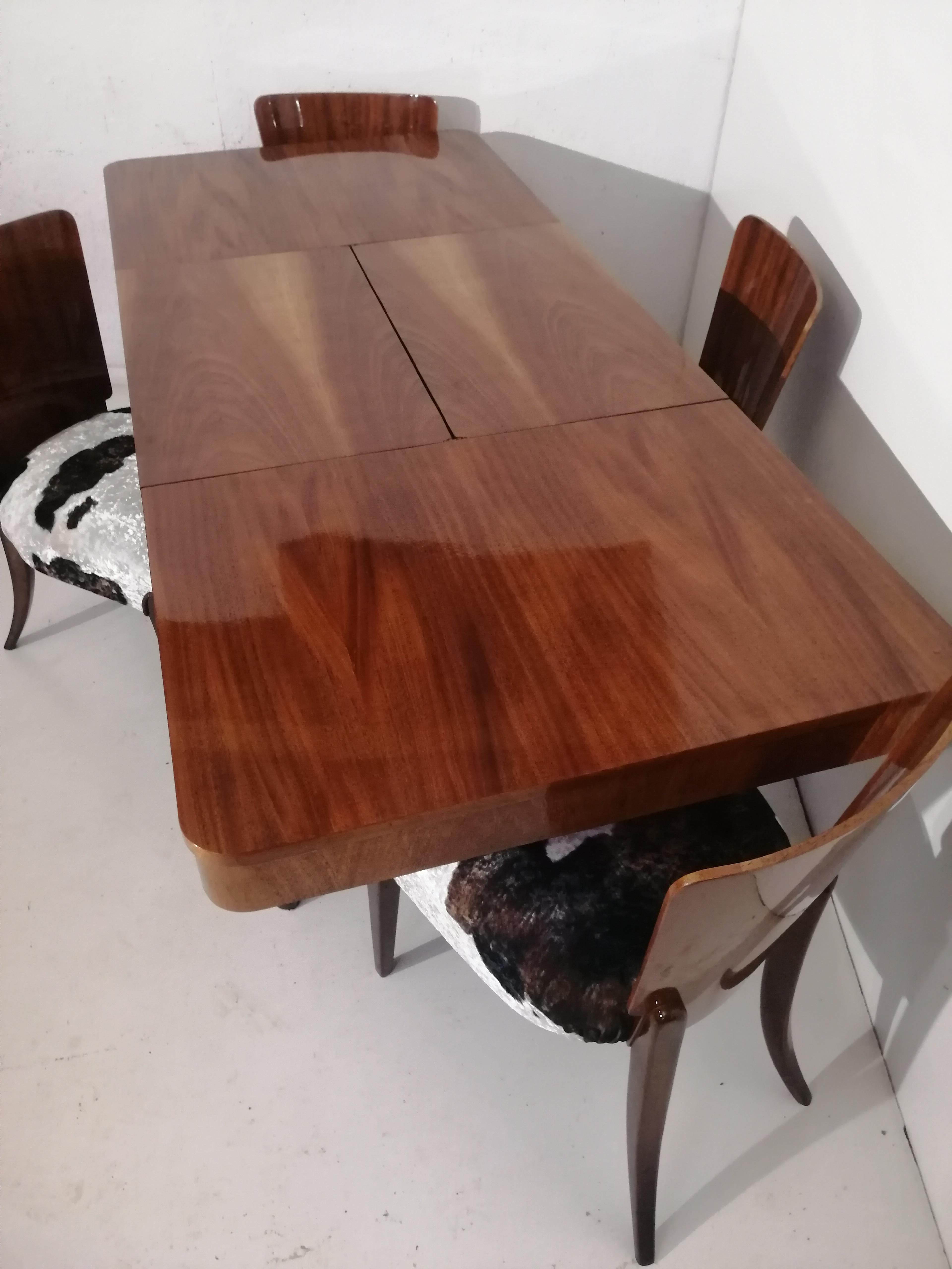 Table and Four Art Deco Chair by J. Halabala For Sale 10