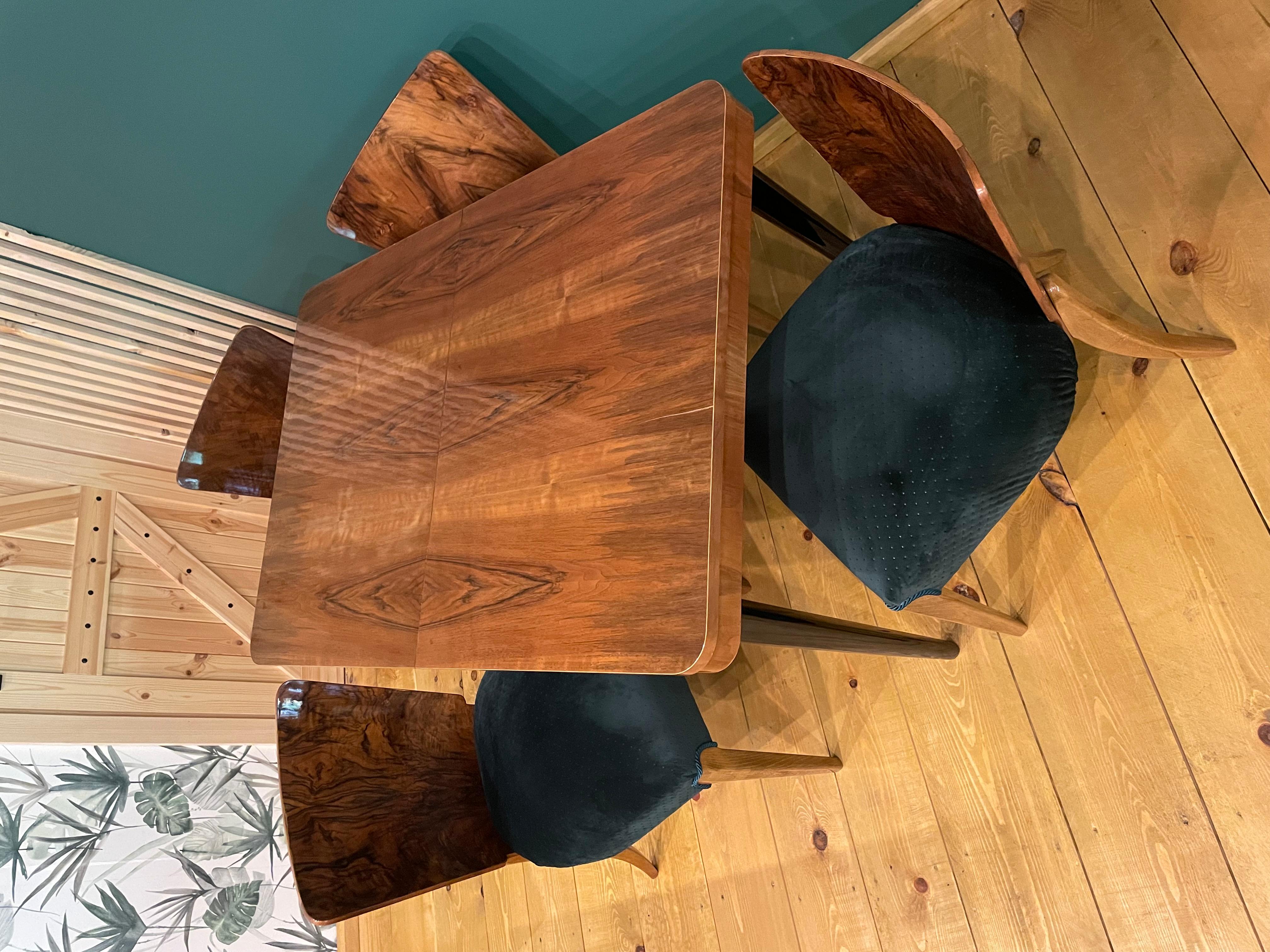 Ceco Tavolo e quattro sedie Art Deco di J. Halabala in vendita