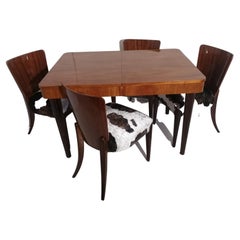 Used Table and Four Art Deco Chair by J. Halabala