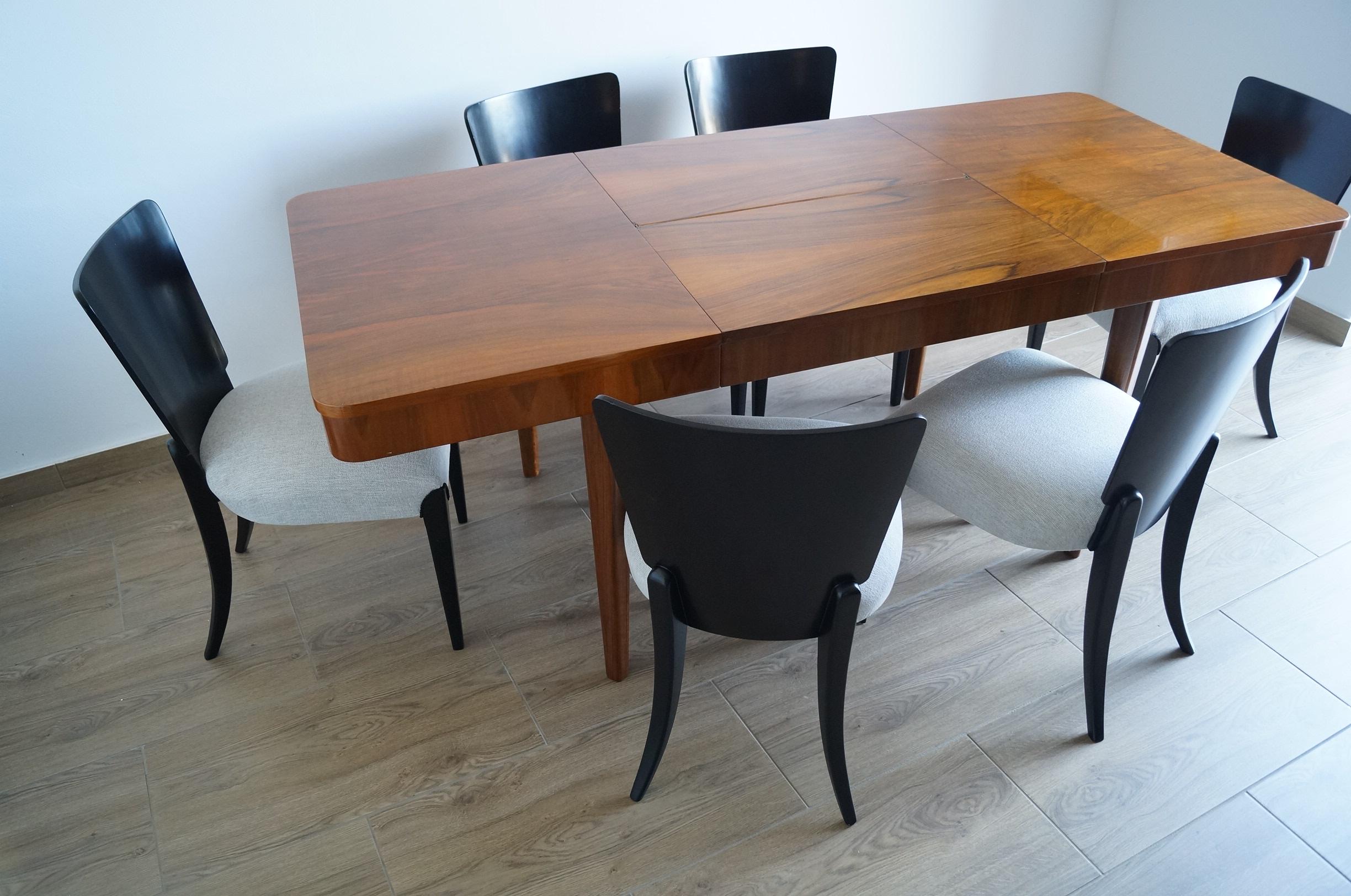 Table and Six Art Deco Chair by J. Halabal from 1940 For Sale 6
