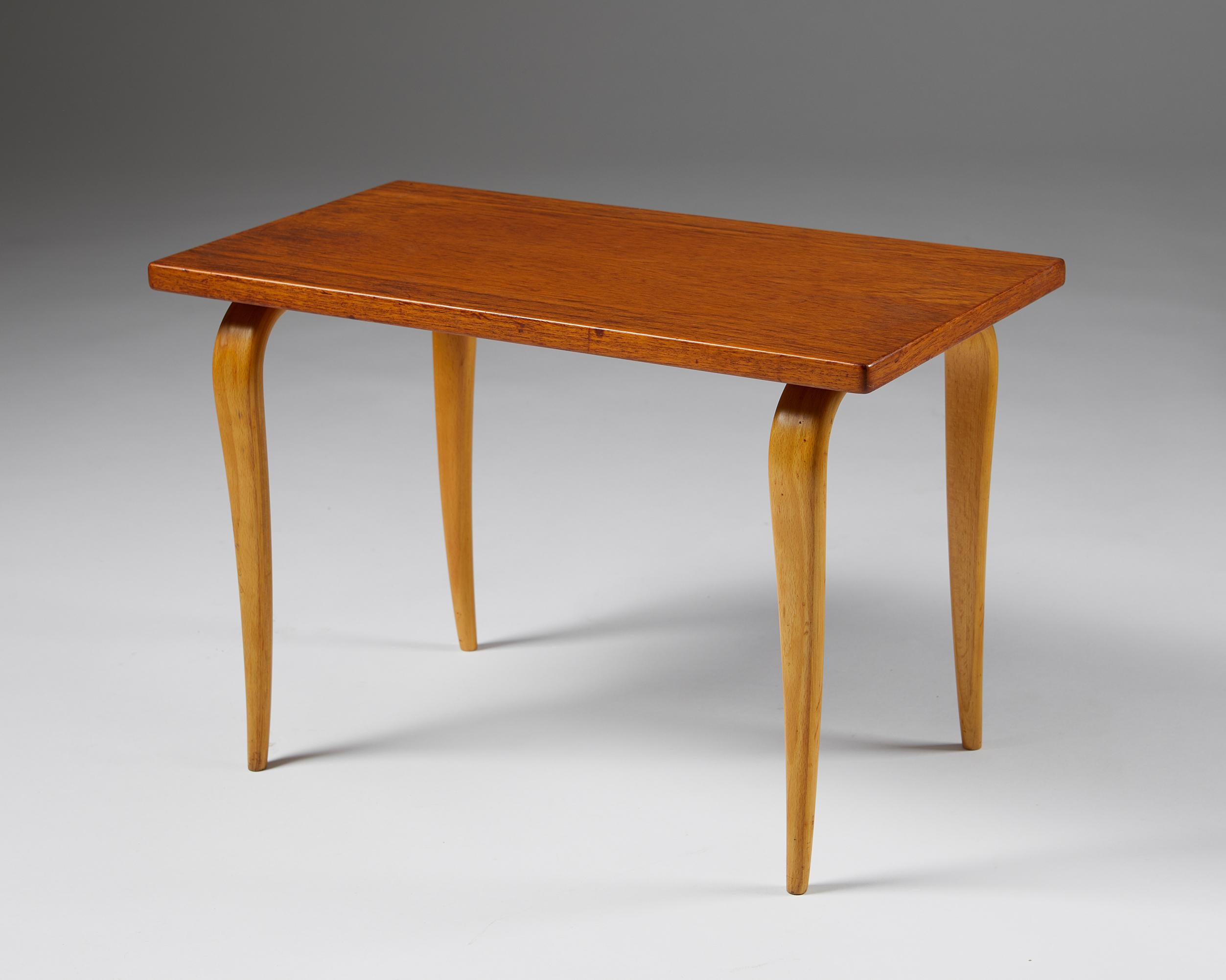 Table “Annika” designed by Bruno Mathsson for Karl Mathsson,
Sweden, 1950’s.

Teak top and birch legs.

Measurements:
H: 36.5 cm / 14 1/3’’
L: 55 cm / 21 2/3’’
W: 30 cm / 12’’
 