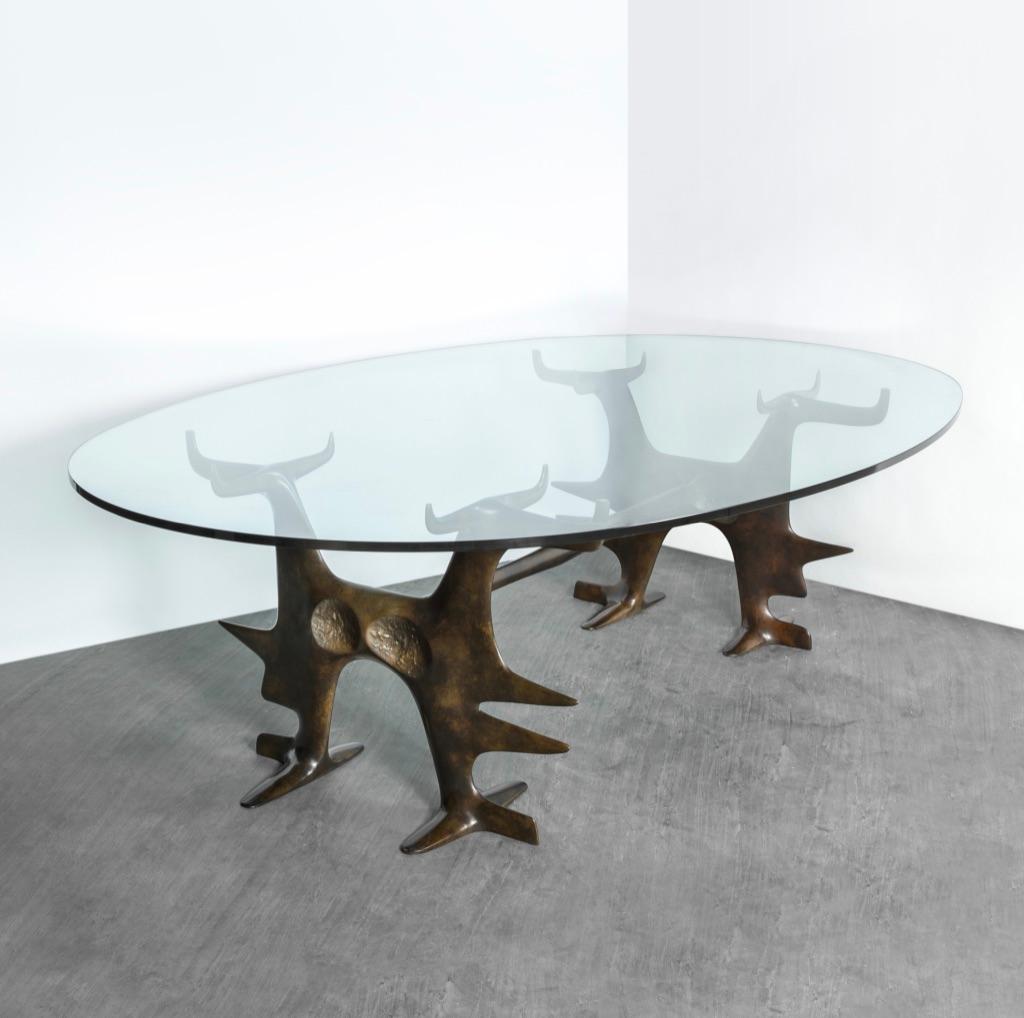 Français Table en bronze surréaliste 