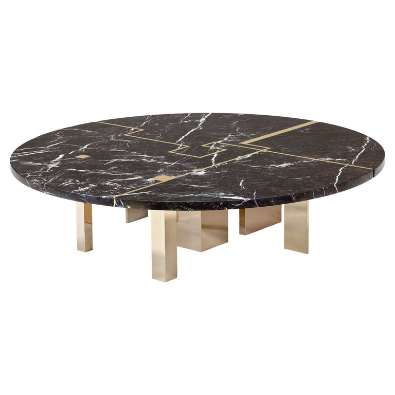 Round Marble Coffee Table Architecture by Hervé Langlais  France One-Off For Sale