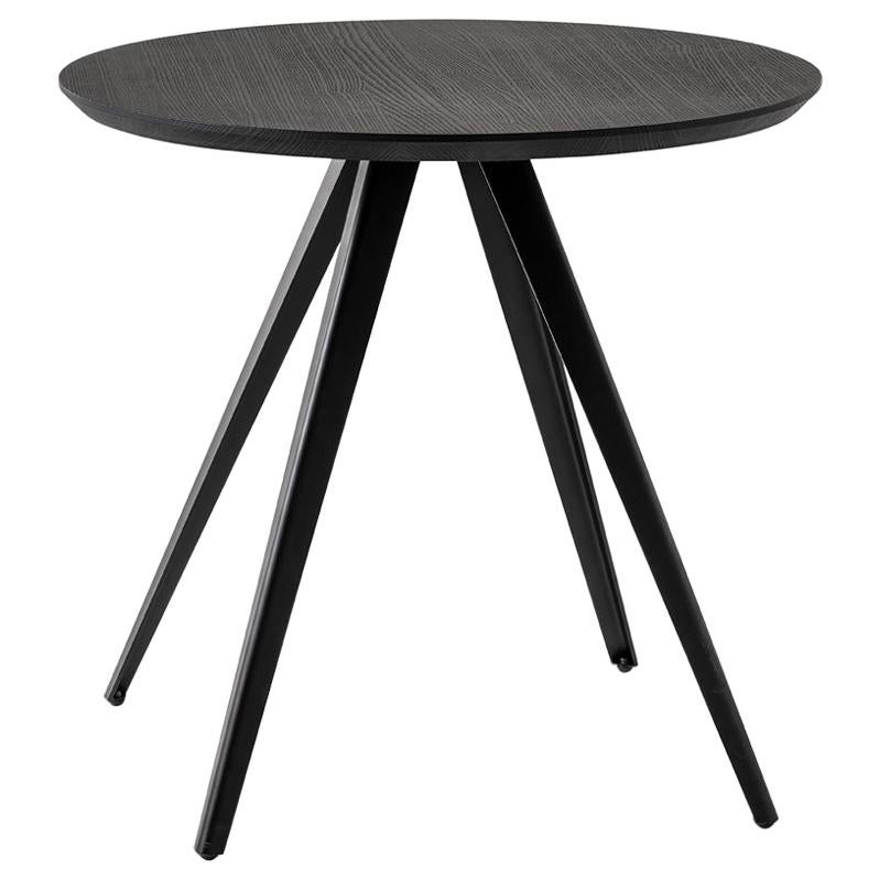 Table Art, Aky Met, Metal Base and Solid Wood Round by Emilio Nanni For Sale
