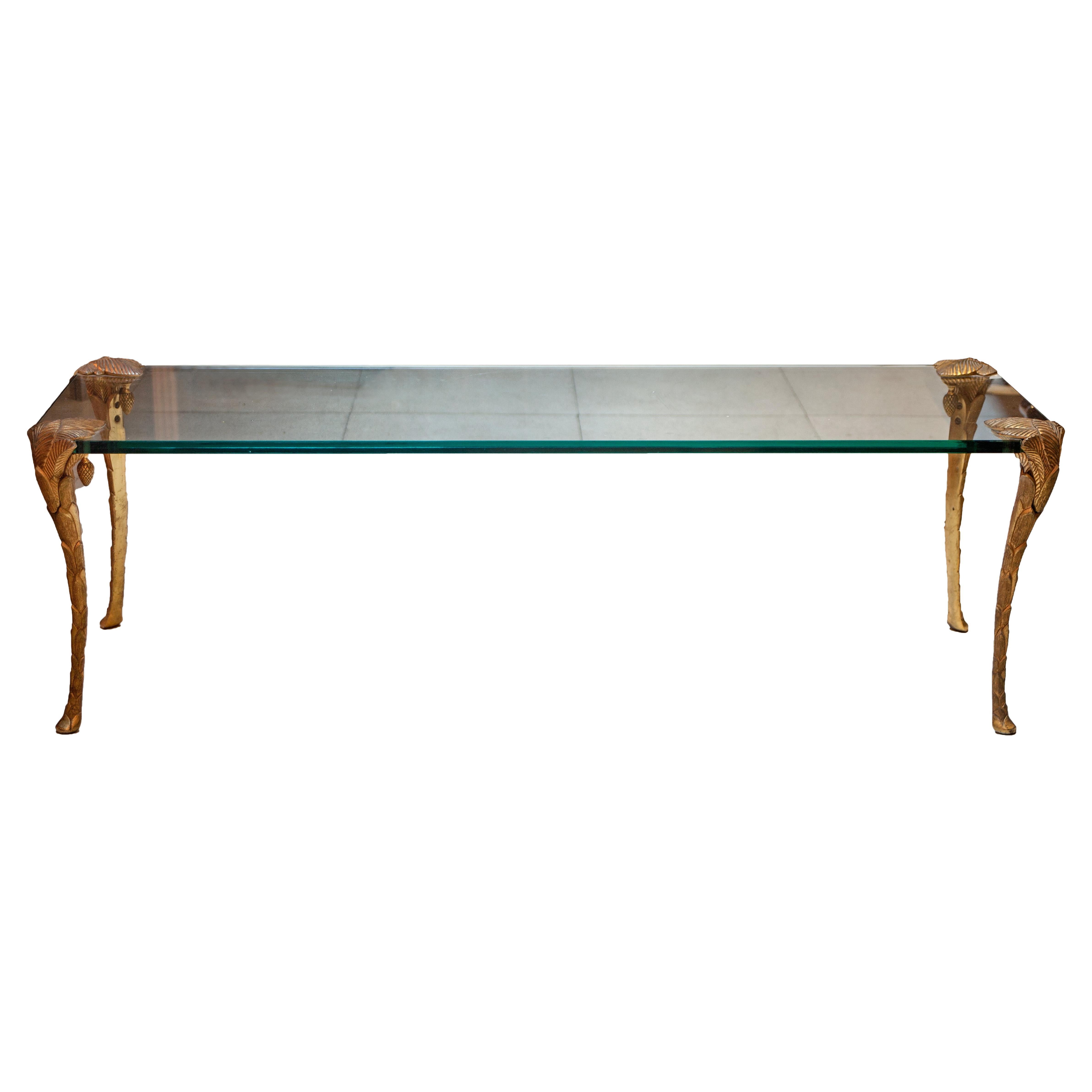 Tisch im Art déco-Stil, Maison Charles zugeschrieben, Materialien: Bronze und Glas