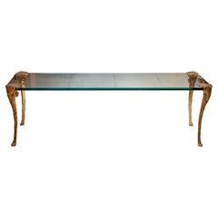 Antique Table Art Deco 'Attributed to Maison Charles', Materials: Bronze and Glass