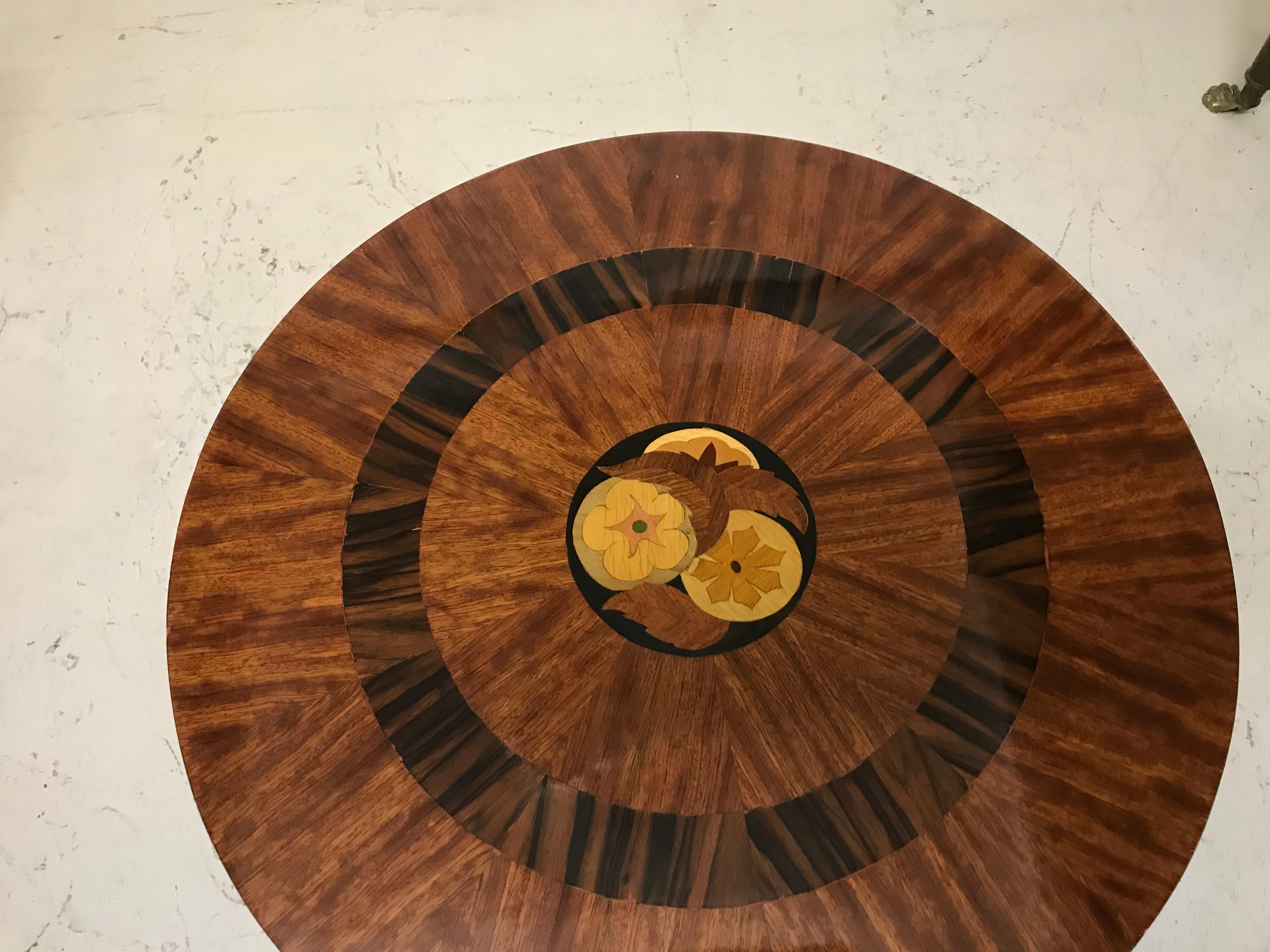 French Table Art Deco, France, 1920, Marquetry and Wood For Sale