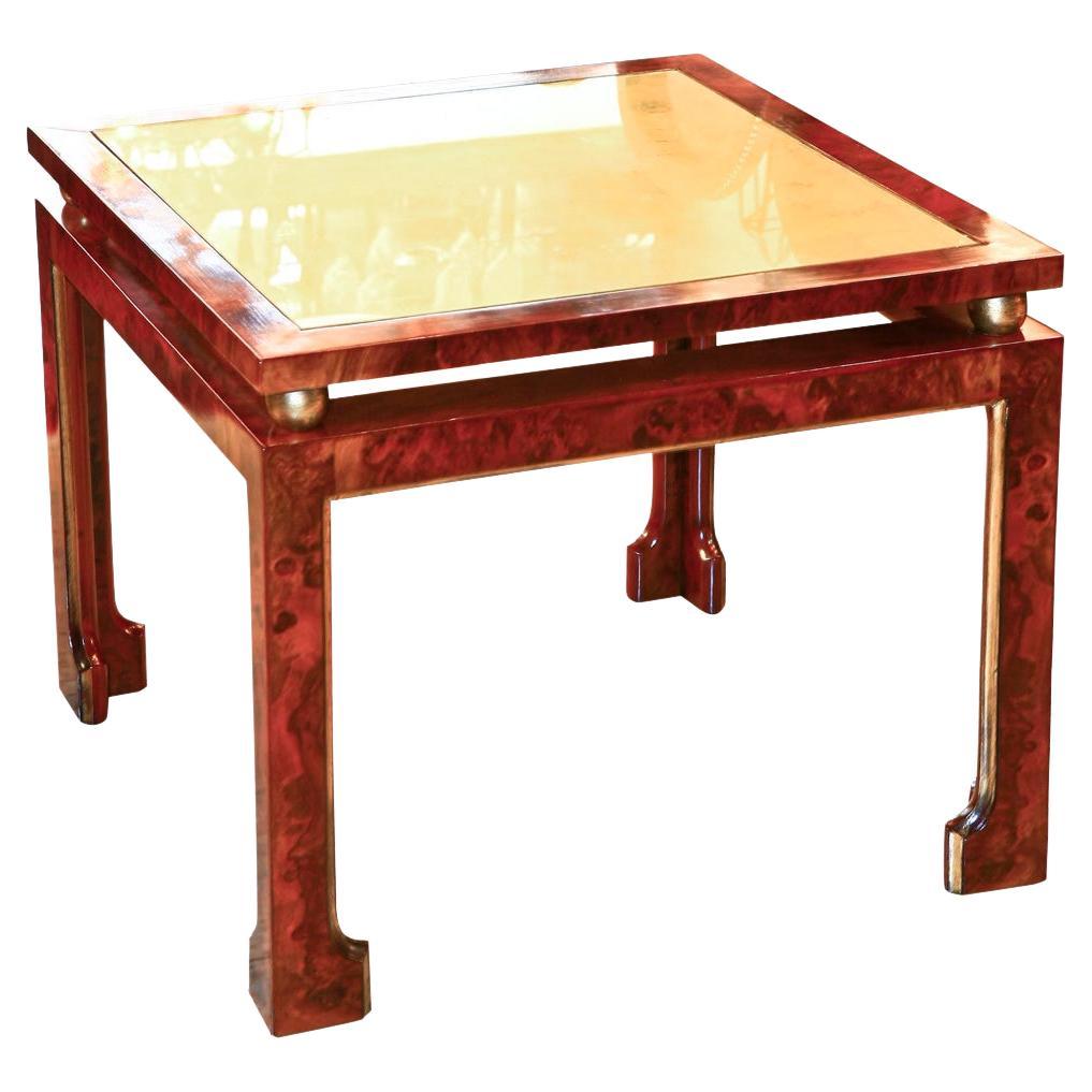 Tisch im Art déco-Stil, Frankreich, 1920, Materialien, Holz, Glas und Blattgold im Angebot