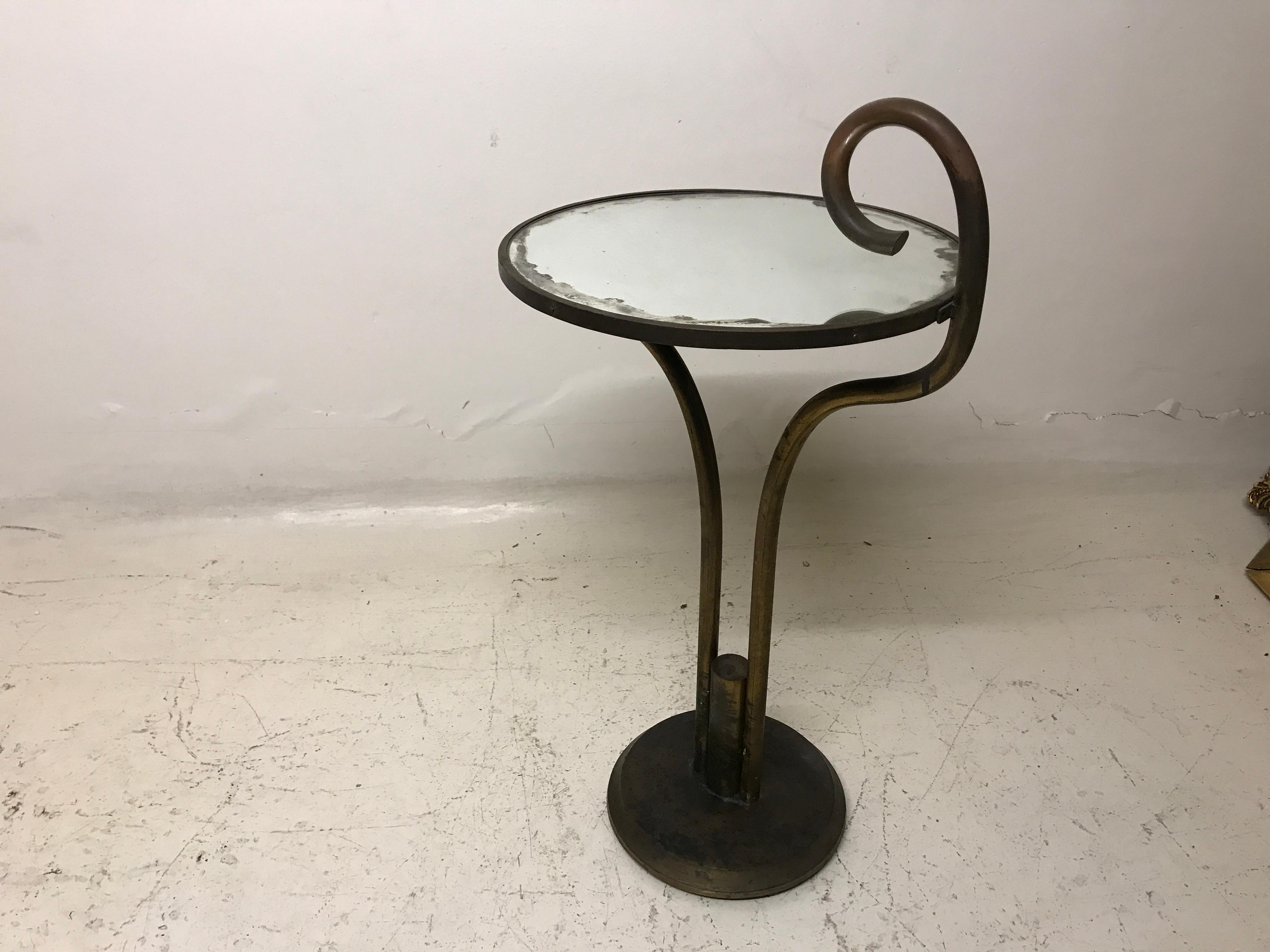 Early 20th Century Table Art Deco in Bronze and Mirror France, 1920 For Sale