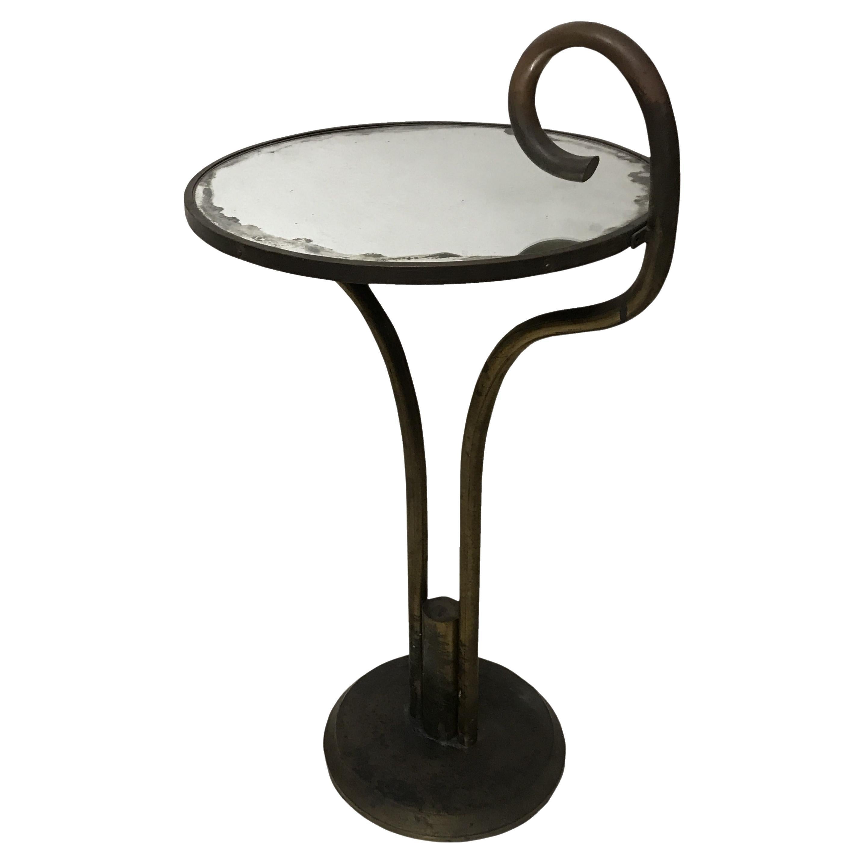 Table Art Déco en bronze et miroir, France, 1920