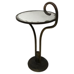 Antique Table Art Deco in Bronze and Mirror France, 1920