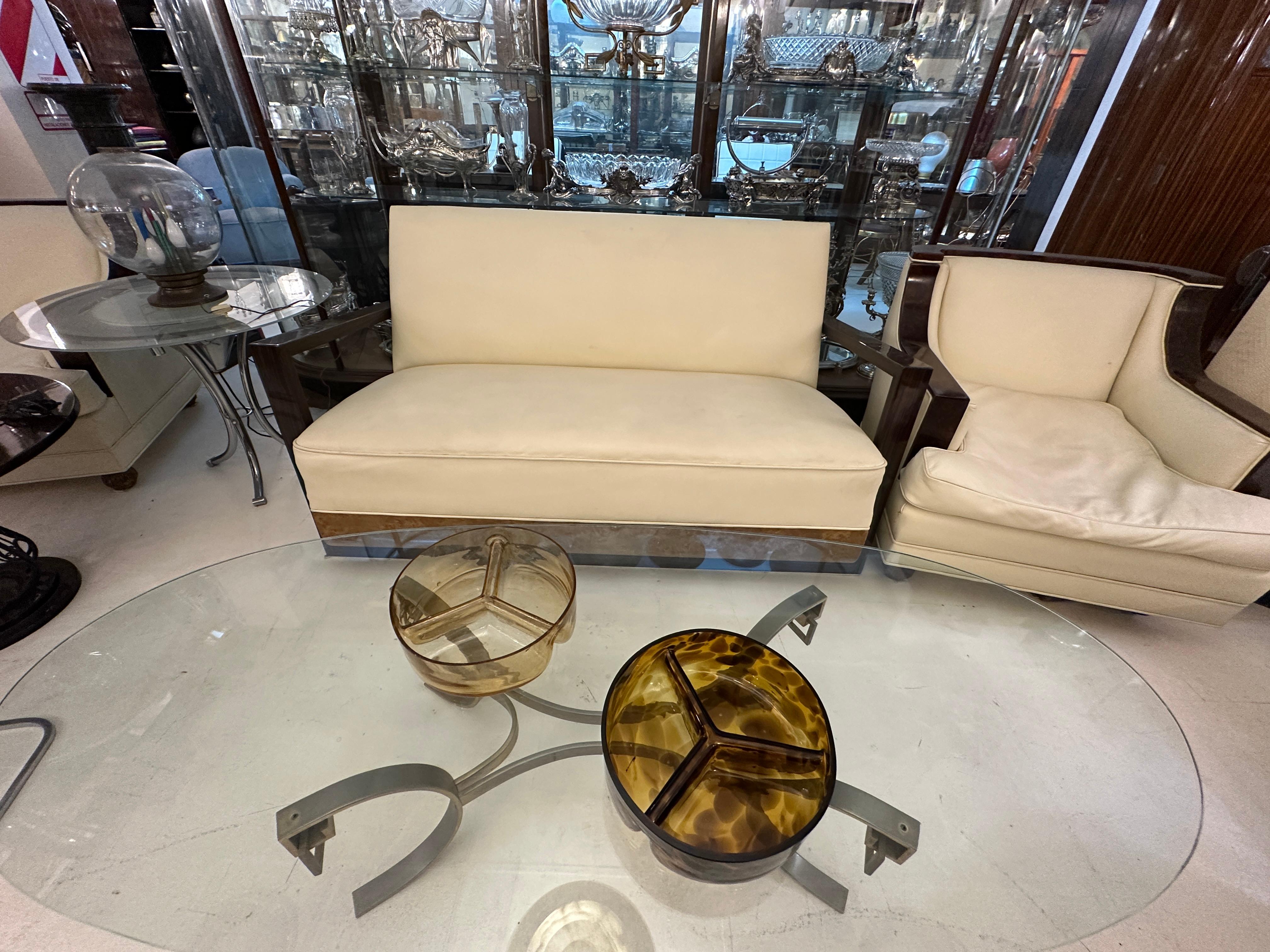 Mesa Art Déco de cristal y cromo, 1920, Francia en venta 8