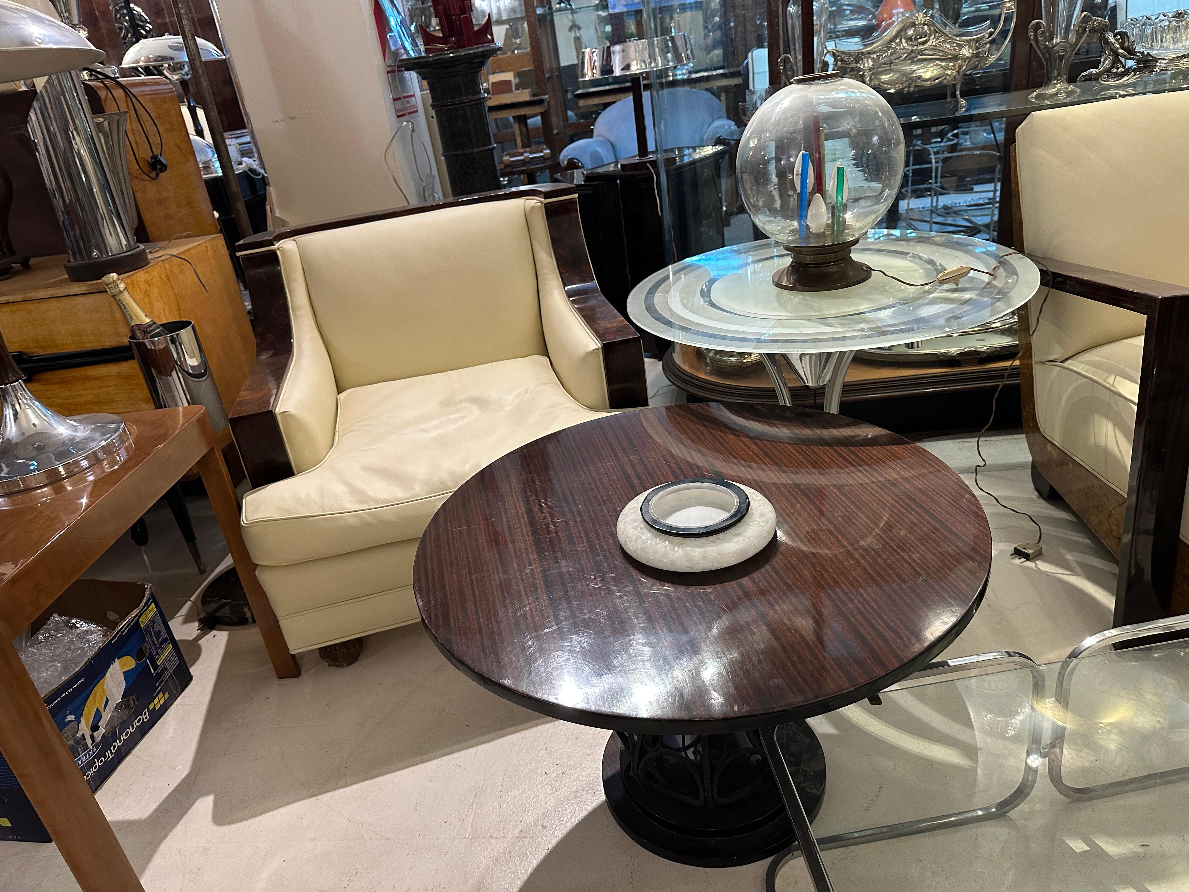 Mesa Art Déco de cristal y cromo, 1920, Francia en venta 10