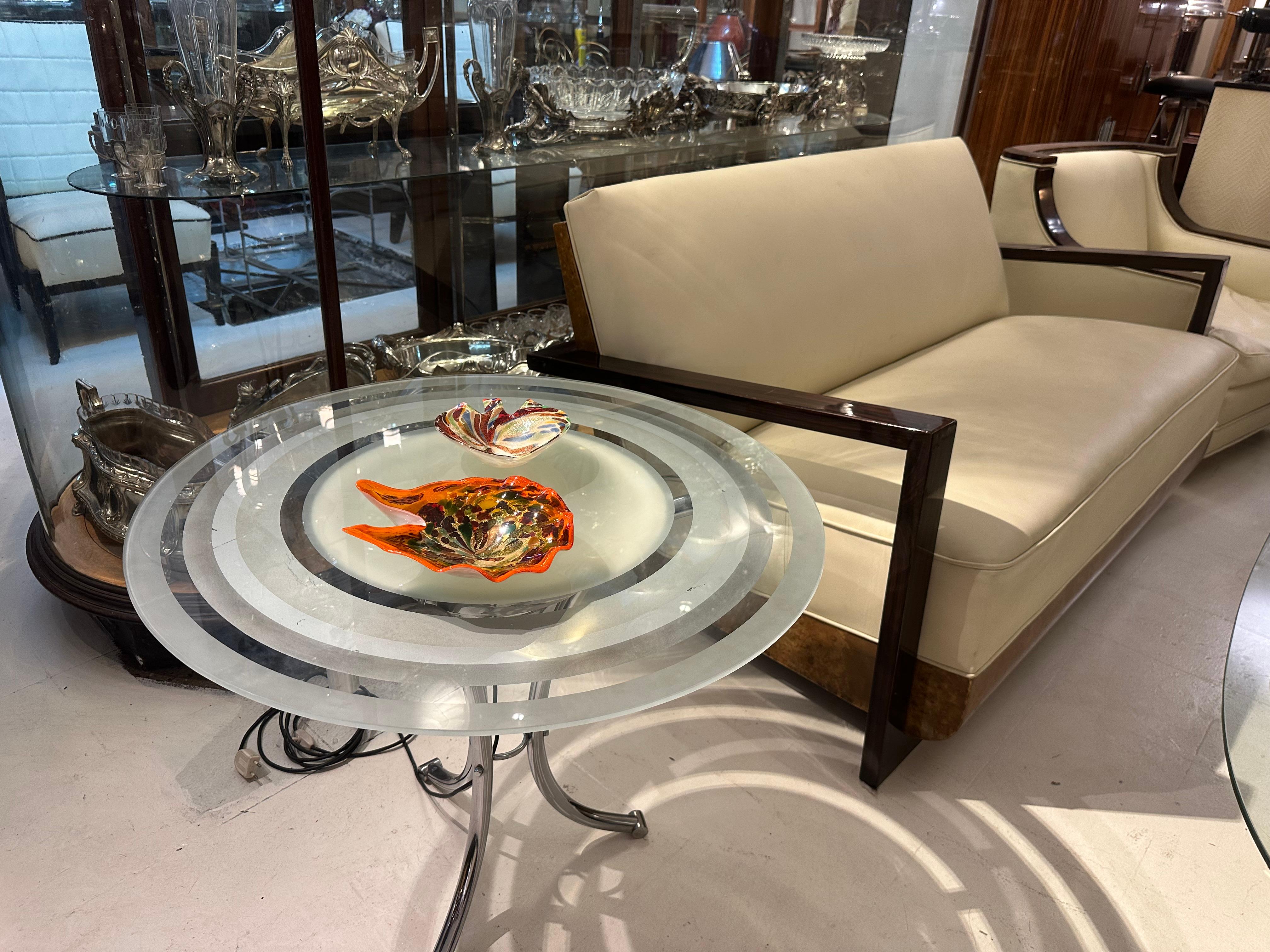 Mesa Art Déco de cristal y cromo, 1920, Francia en Bueno estado para la venta en Ciudad Autónoma Buenos Aires, C