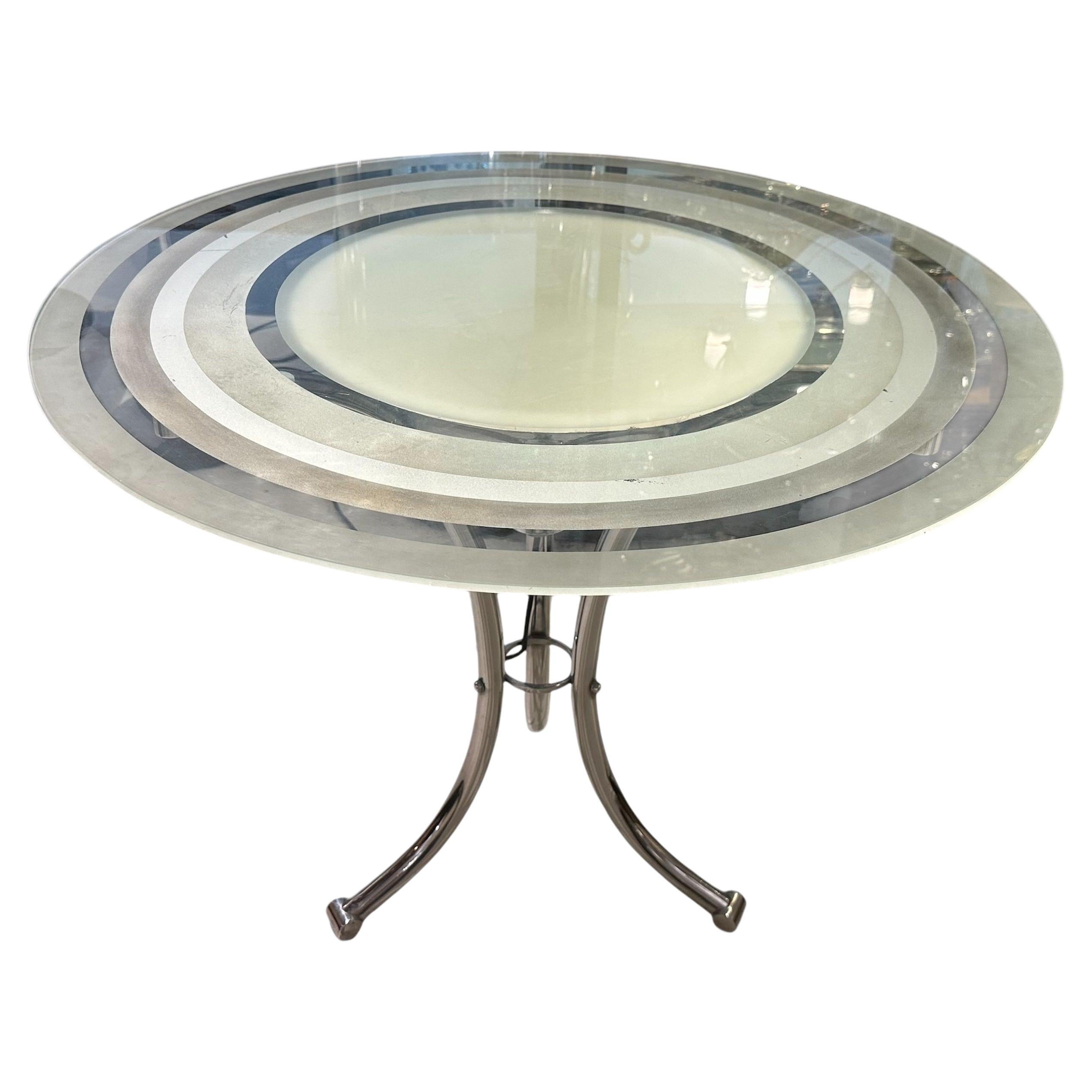 Table Art déco en verre et chrome, 1920, France