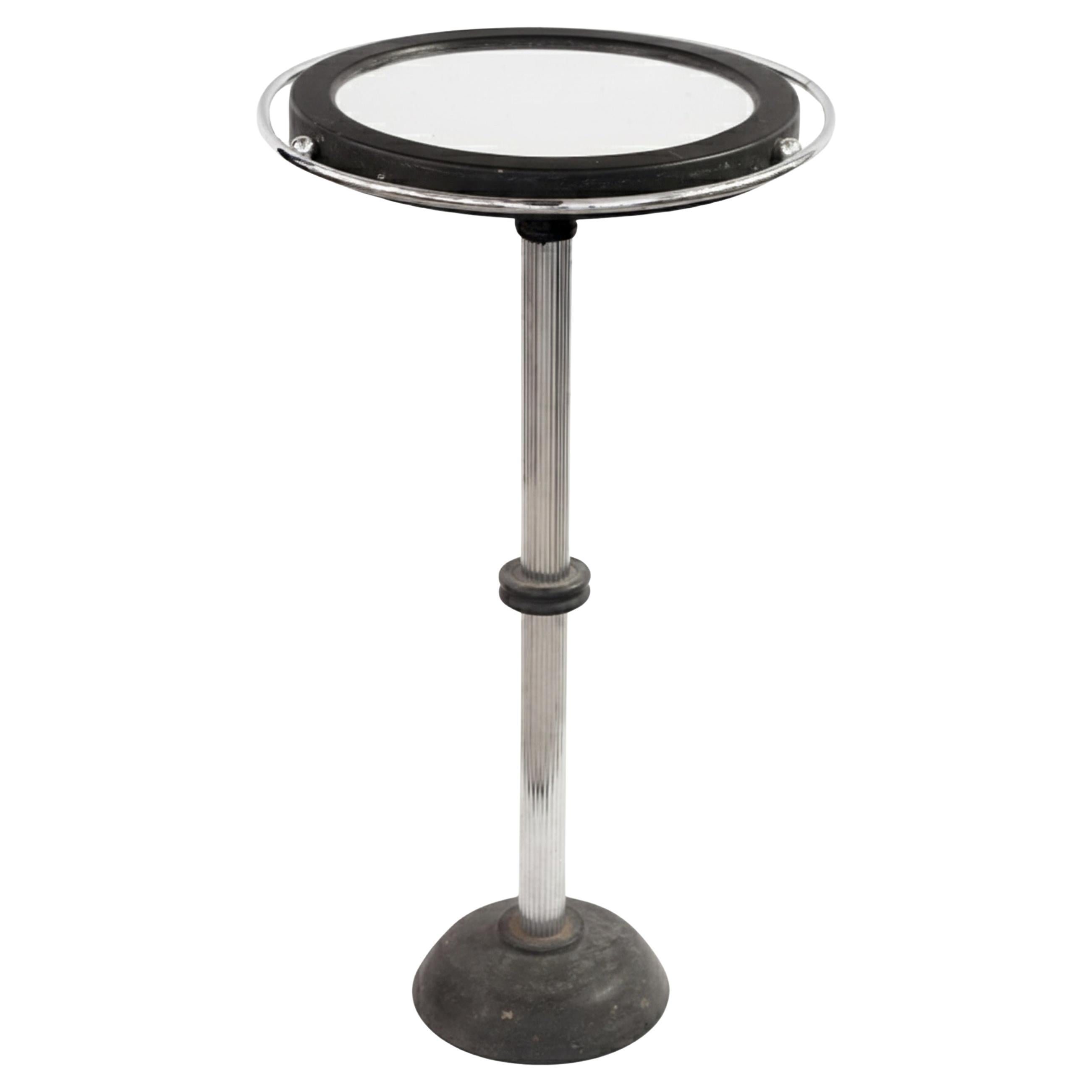 Table Art Deco in Iron, mirror and Chrome , 1930, France