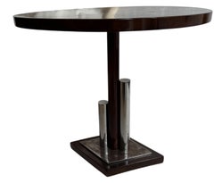 Table Art Deco in wood and chrome, 1930, France