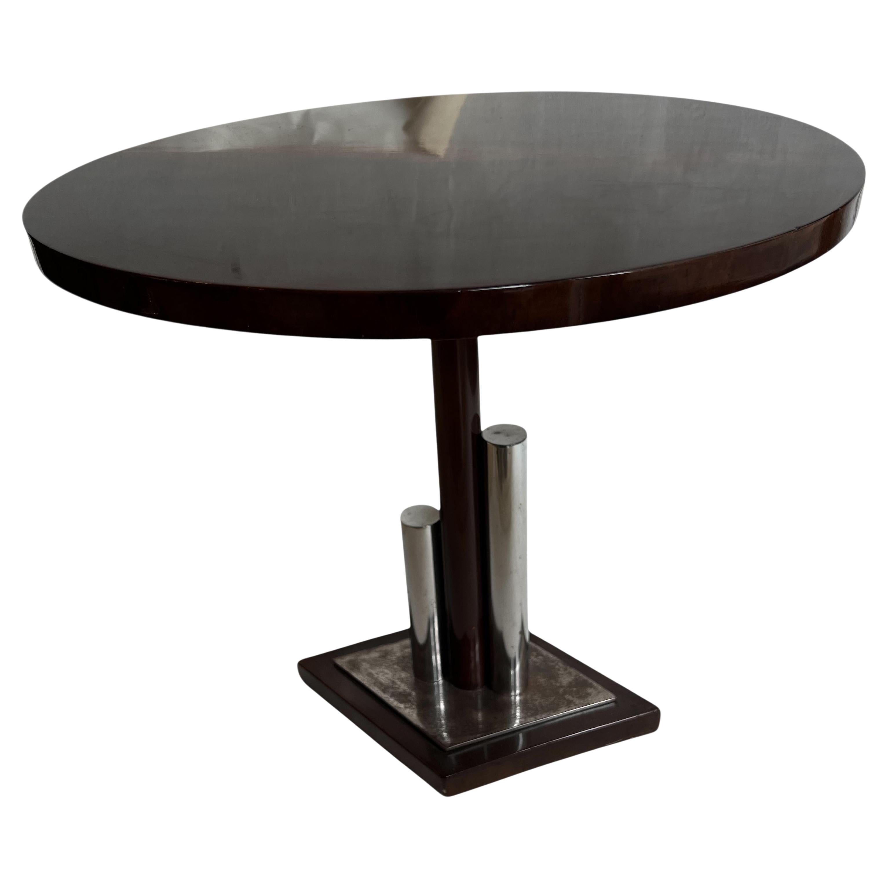 Table Art déco en bois et chrome, 1930, France