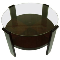 Mesa Art Déco de madera y cristal Francia, 1920