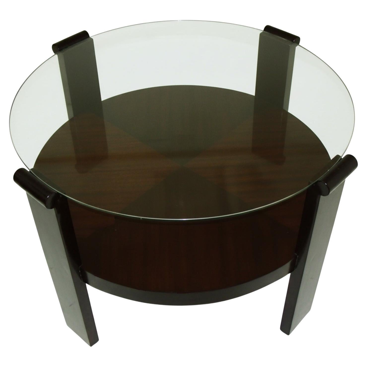 Tavolo Art Deco in legno e vetro Francia, 1920