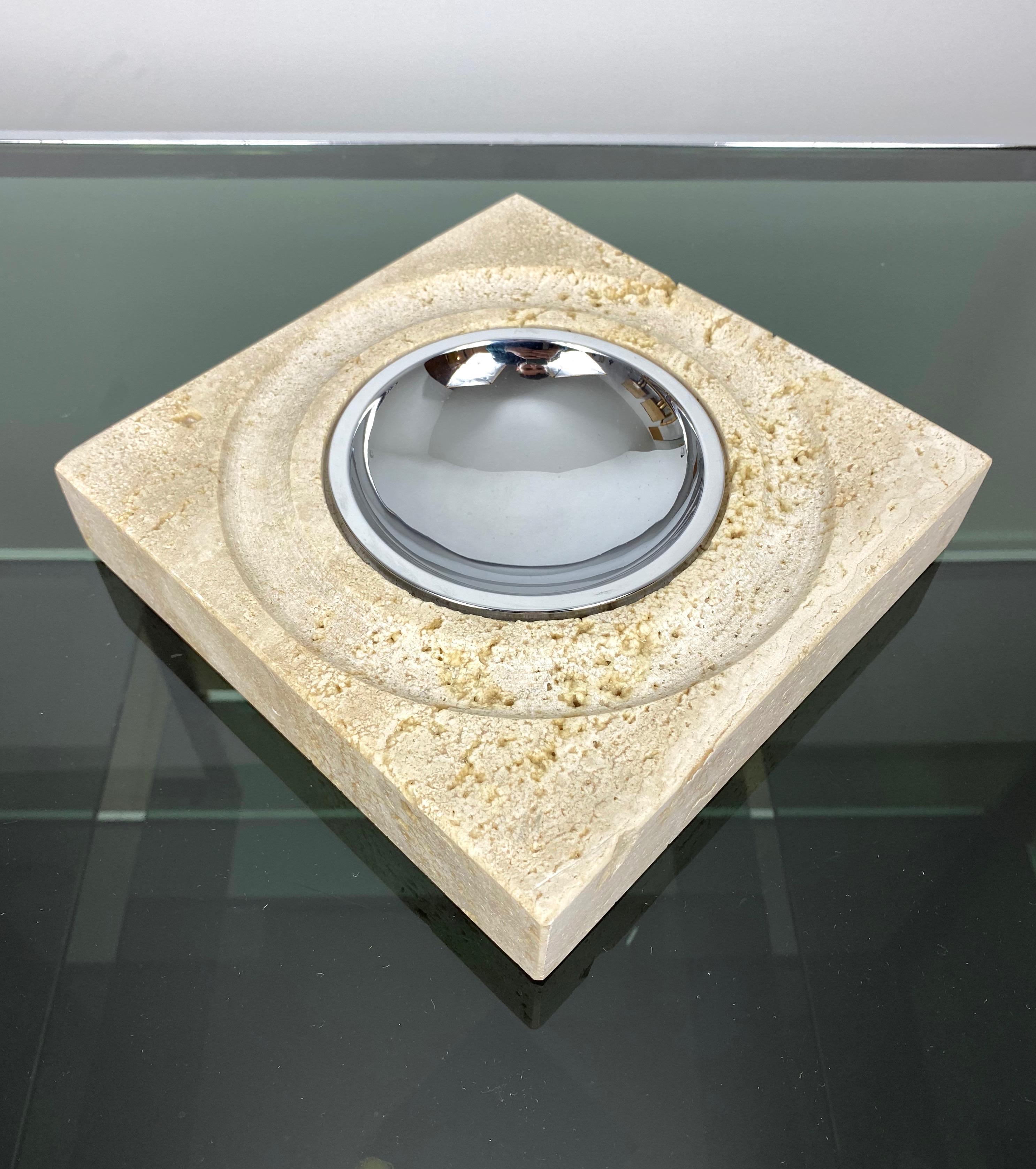 Table Ashtray Vide-Poche Travertine Marble Fratelli Mannelli, Italy, 1970s For Sale 3
