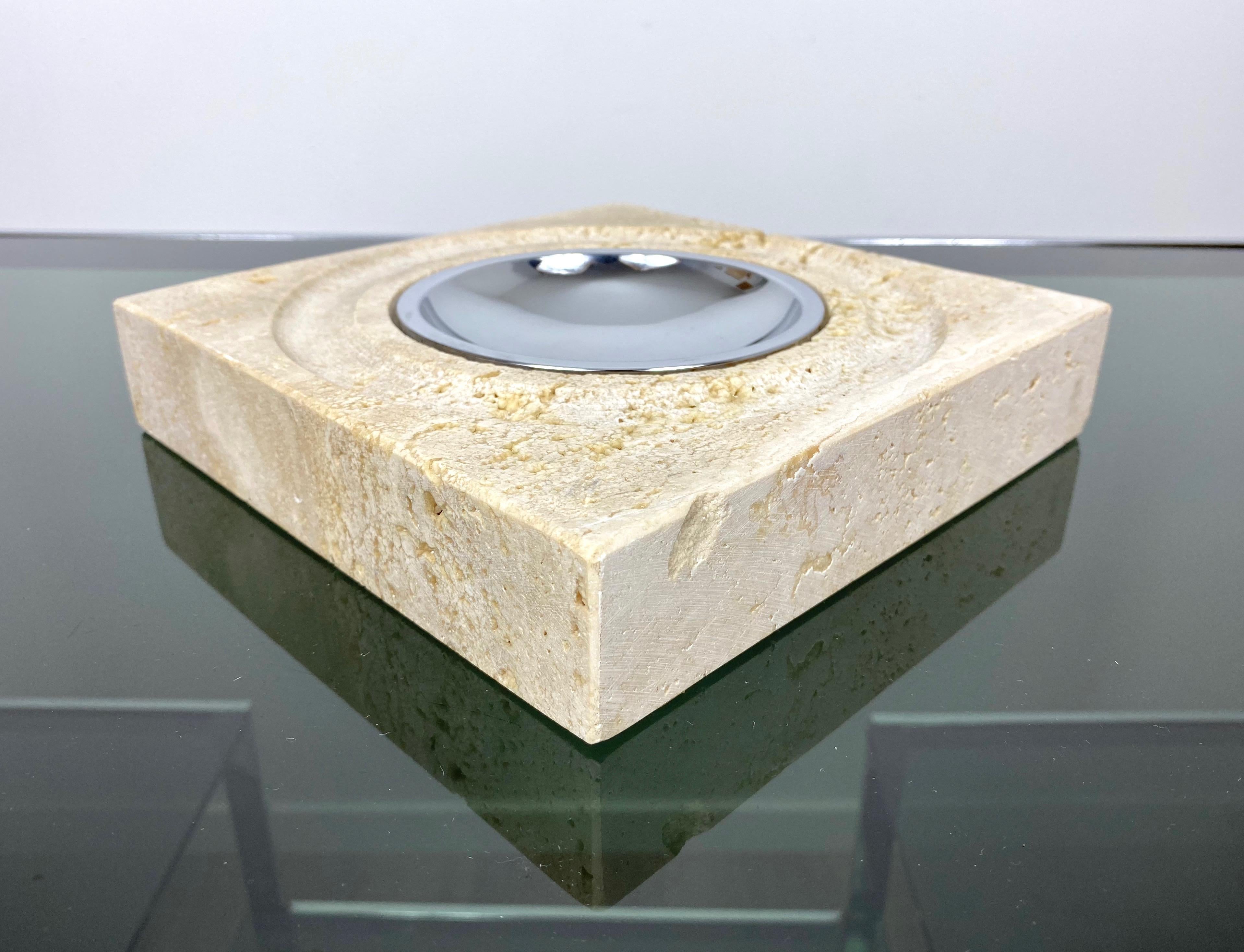 Table Ashtray Vide-Poche Travertine Marble Fratelli Mannelli, Italy, 1970s For Sale 4