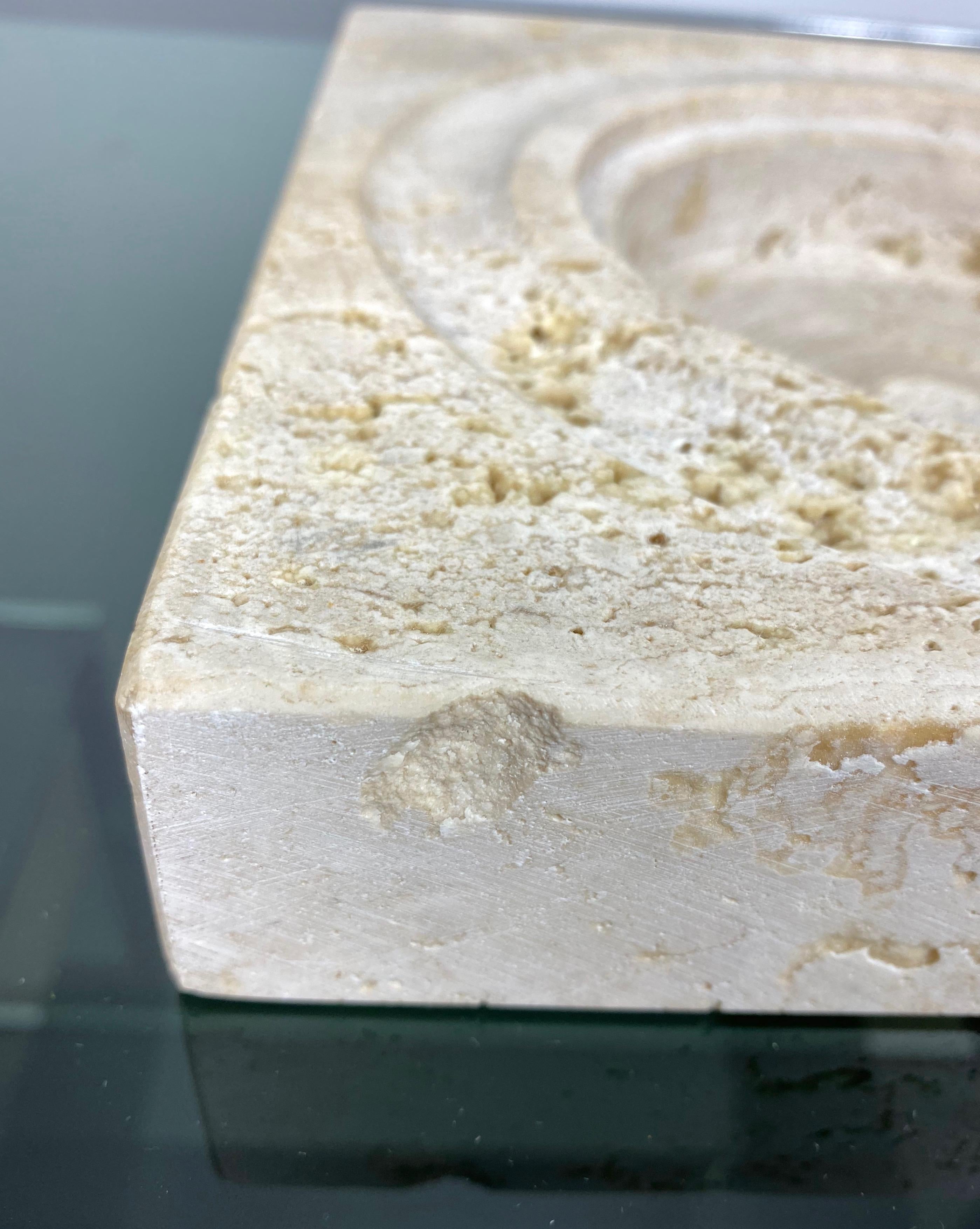 Table Ashtray Vide-Poche Travertine Marble Fratelli Mannelli, Italy, 1970s For Sale 7