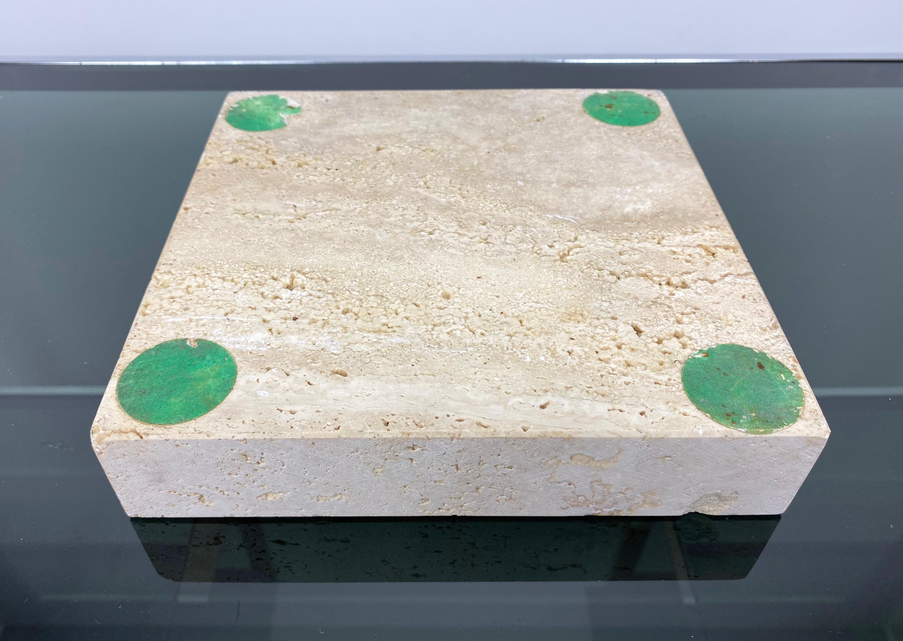 Late 20th Century Table Ashtray Vide-Poche Travertine Marble Fratelli Mannelli, Italy, 1970s For Sale