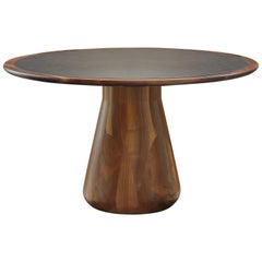 Convivio Solid Wood Table, Walnut in Natural Finish, Leather top, Contemporary