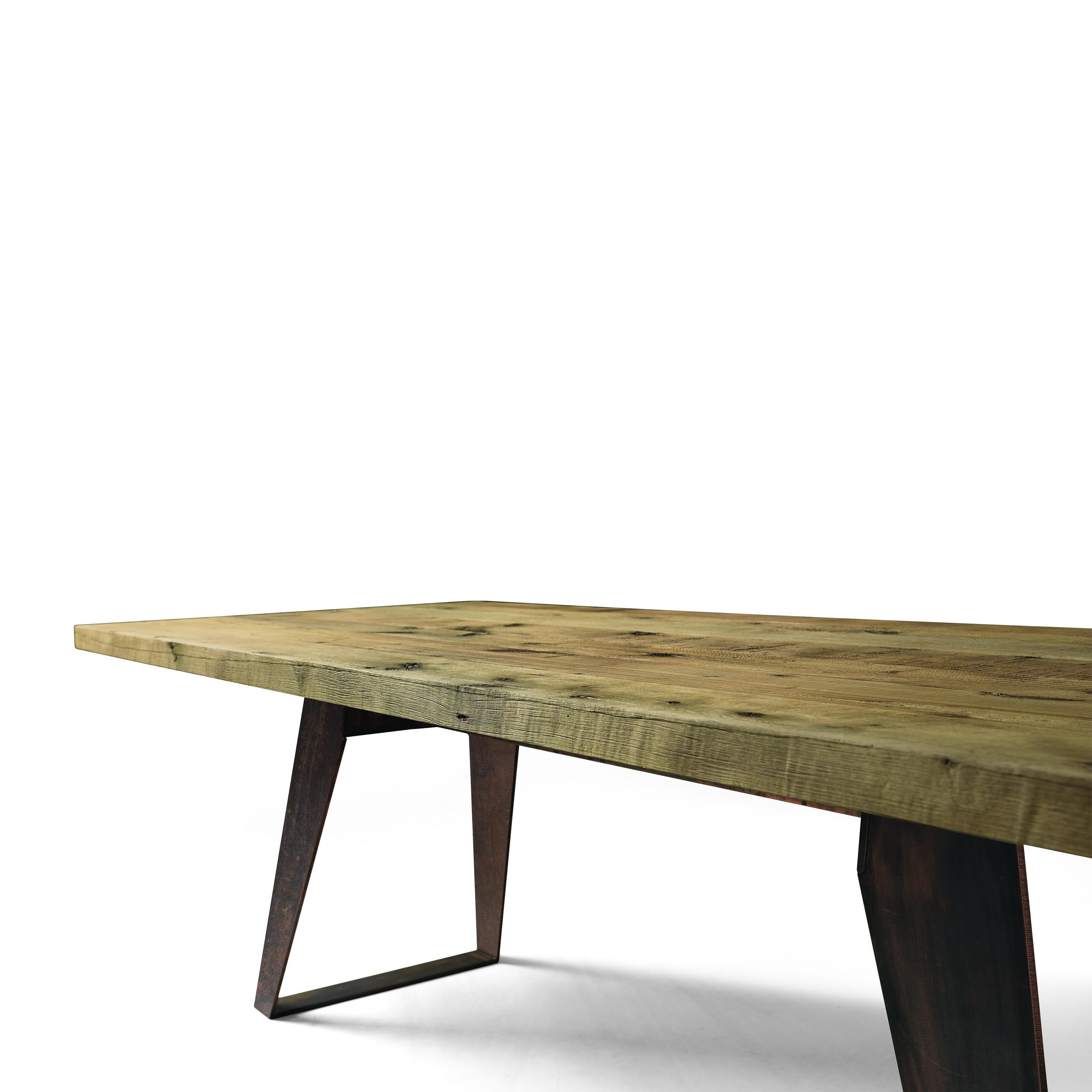 Modern Misura Solid Wood Table, Ontano in Hand-Made Natural Finish, Contemporary For Sale