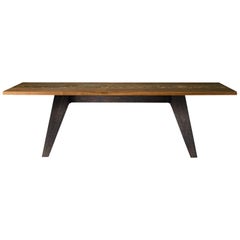 Table Misura en bois massif, noyer et brique, finition naturelle faite à la main, contemporaine