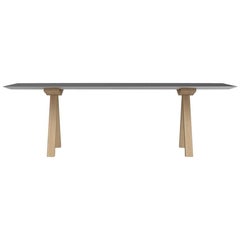 Table B 240cm with wooden legs - Top Anodized silver