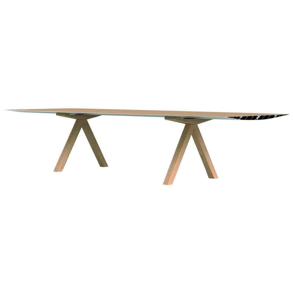 Table B 360x120 cm avec pieds en bois stratifié
