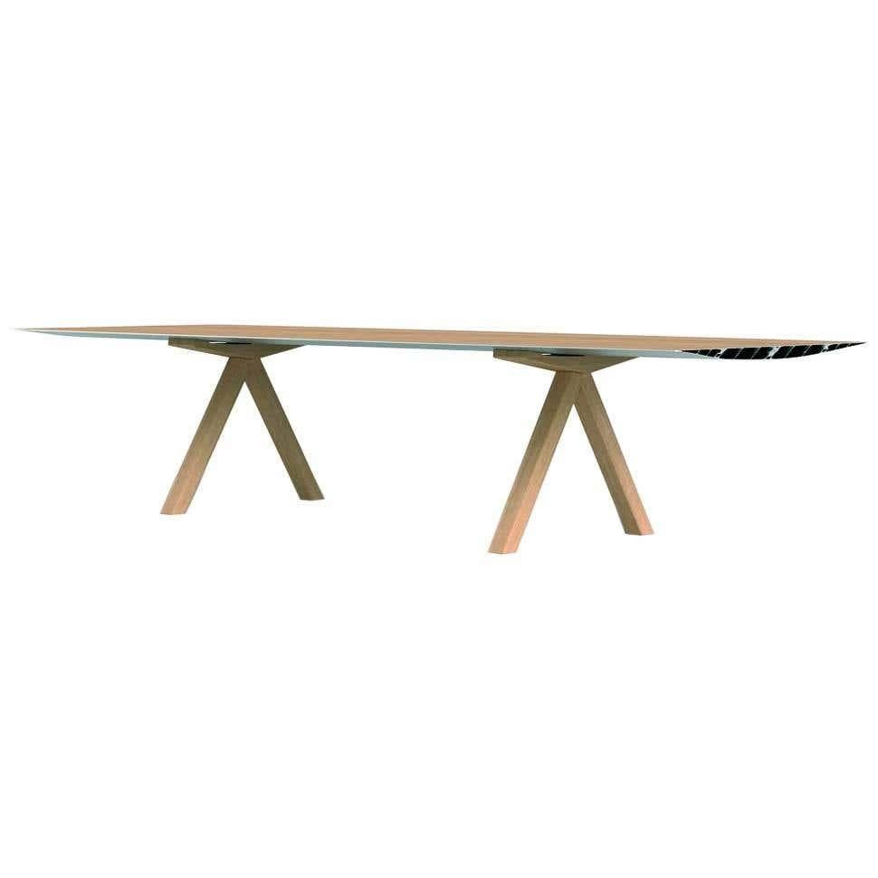 Tavolo B 360x120 cm con gambe in legno - Piano laminato in vendita