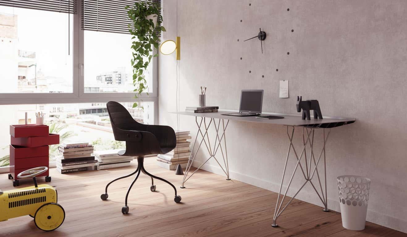 Moderne Table de bureau B Konstantin Grcic avec plateau en argent anodisé et pieds en inox en vente
