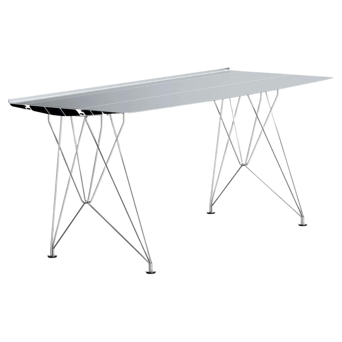 Table B Desk Konstantin Grcic Top Anodized Silver with Inox Legs For Sale