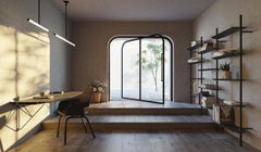 Table B Desk Fixation murale Aluminium Anodisé Silver Top Pieds en acier inoxydable