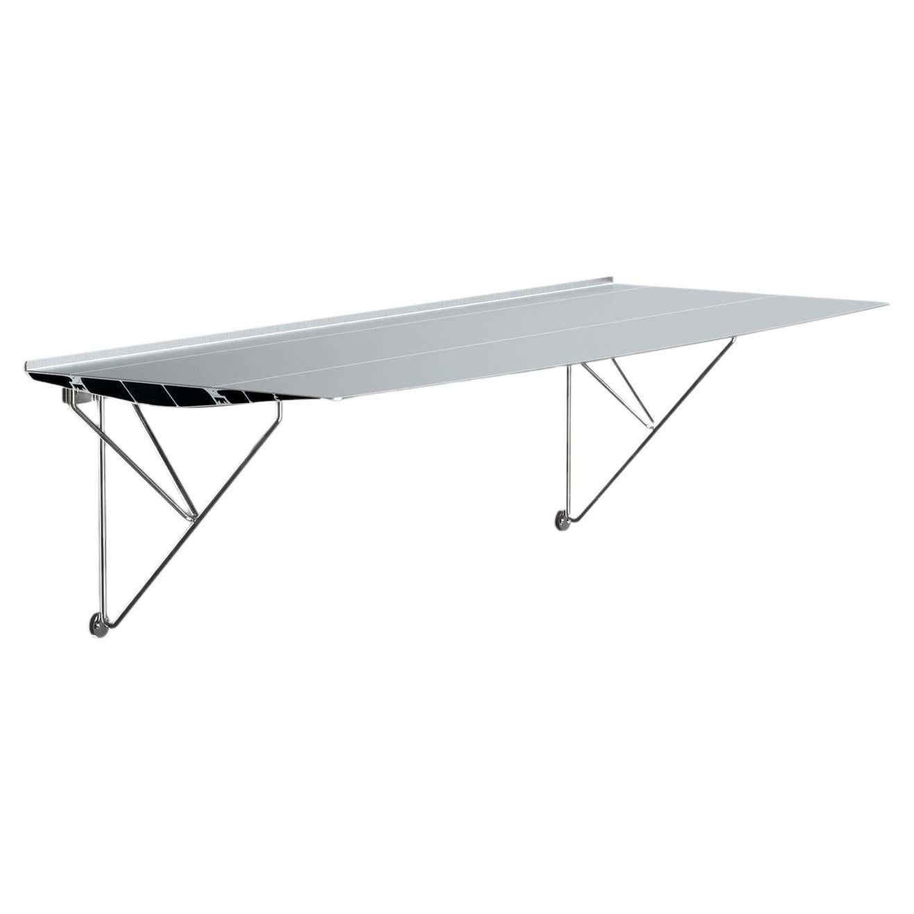 Tisch B Schreibtisch Wandmontage Aluminium Eloxiert Silber Platte Edelstahl Stabbeine im Angebot