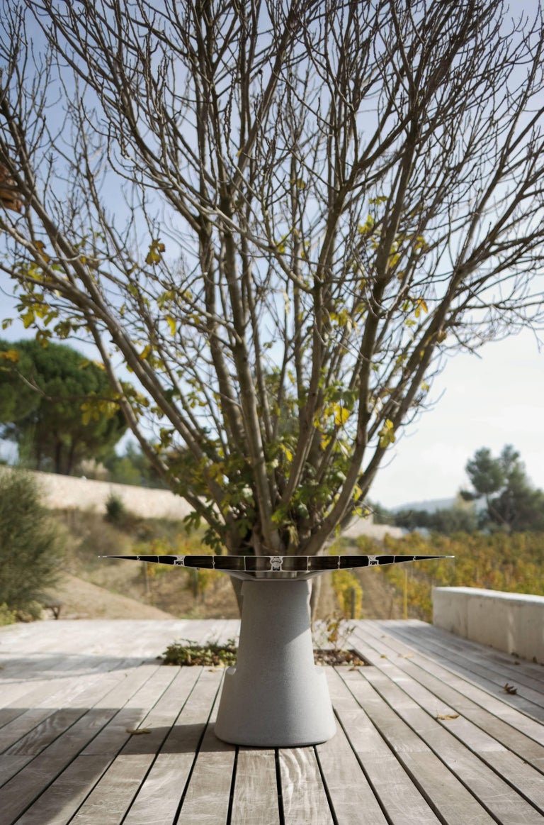 Spanish Outdoor Table B Top Anodized Silver with Concrete Base by Stone Konstantin Grcic For Sale