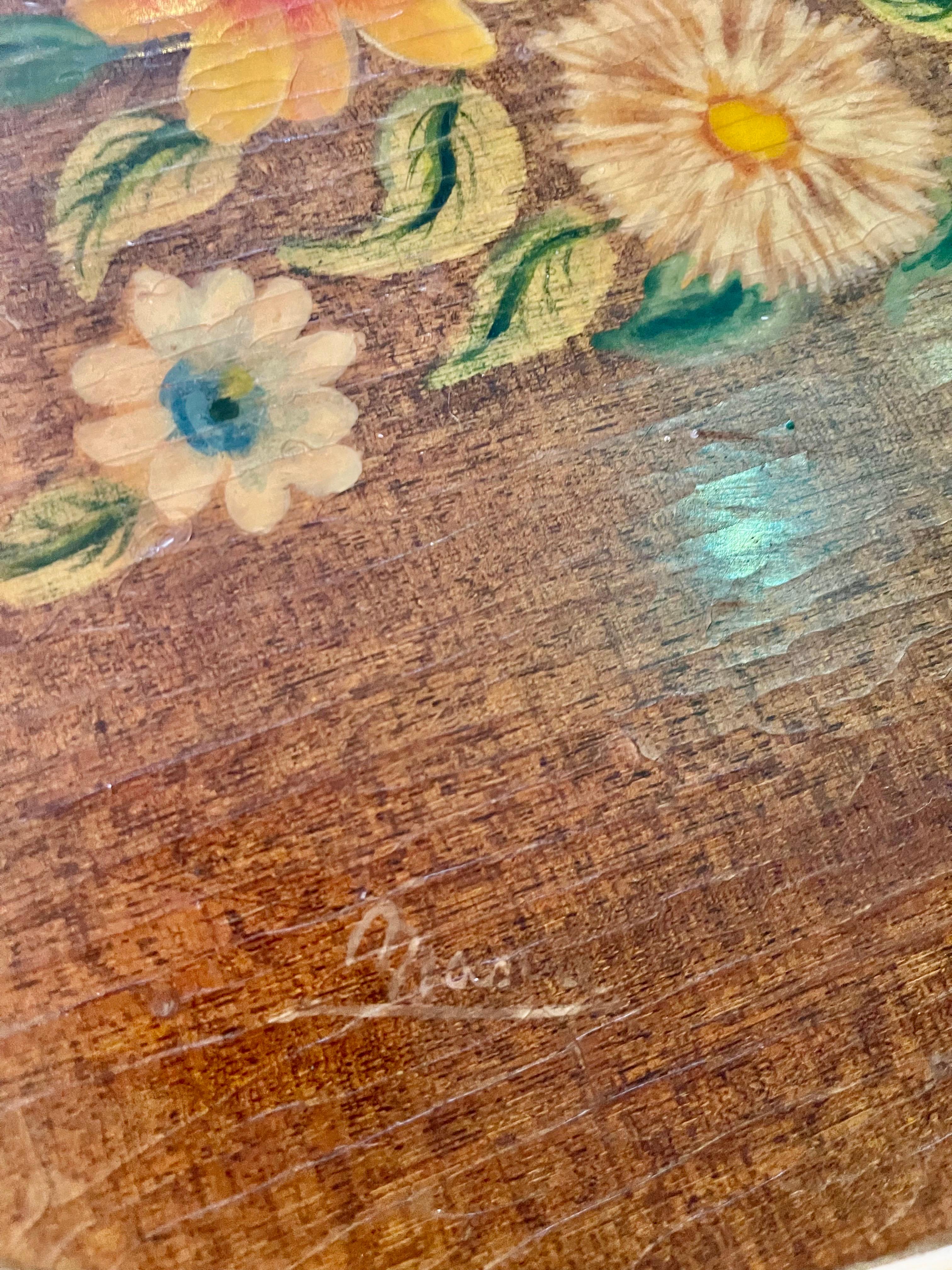 Français Table en bambou avec fleurs et enseigne en rotin d'exception, France, années 1960 en vente