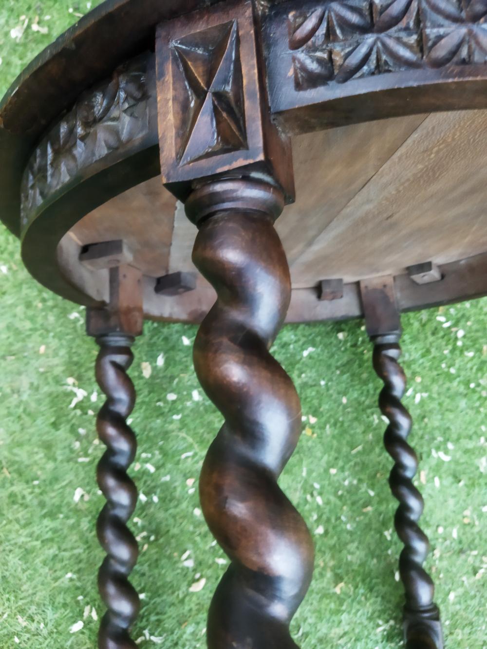 Side Table  Round Barley Twist Legs, From Spain Tourned, Spanish Colonial 2