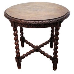 Side Table  Round Barley Twist Legs, From Spain Tourned, Spanish Colonial