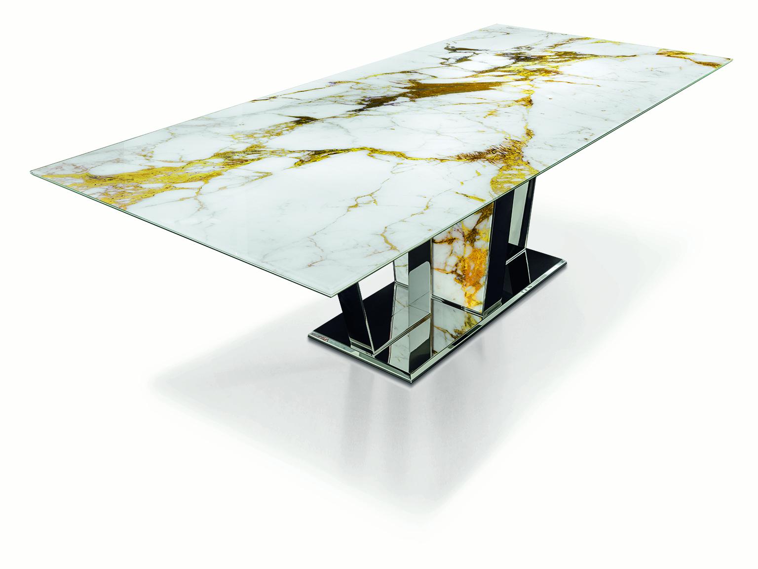 Other Table Base and Top Frame in Polished Stainless Steel Antique Finish Top Vetrite For Sale