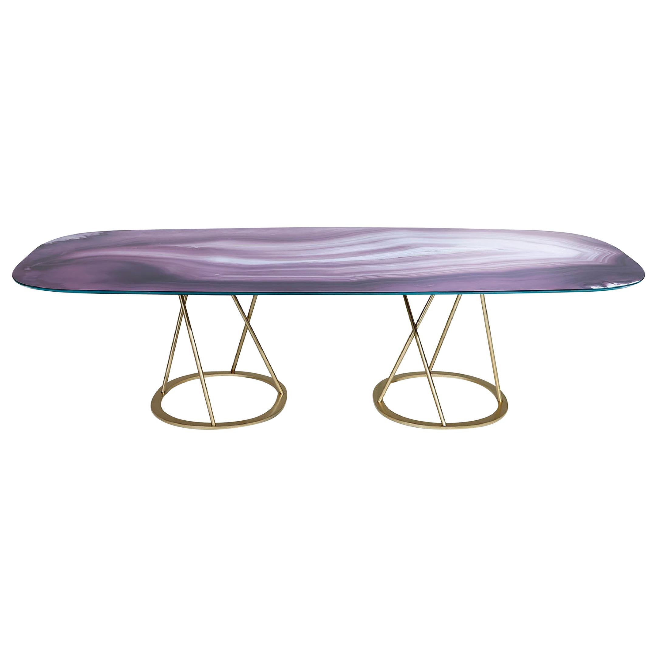 Table Base and Top Frame satin Stainless Steel Antique Bronze Finish For Sale