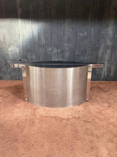 Table Base or Console Table in Wood Covered with Steel and Chrome, Brazil, 1981