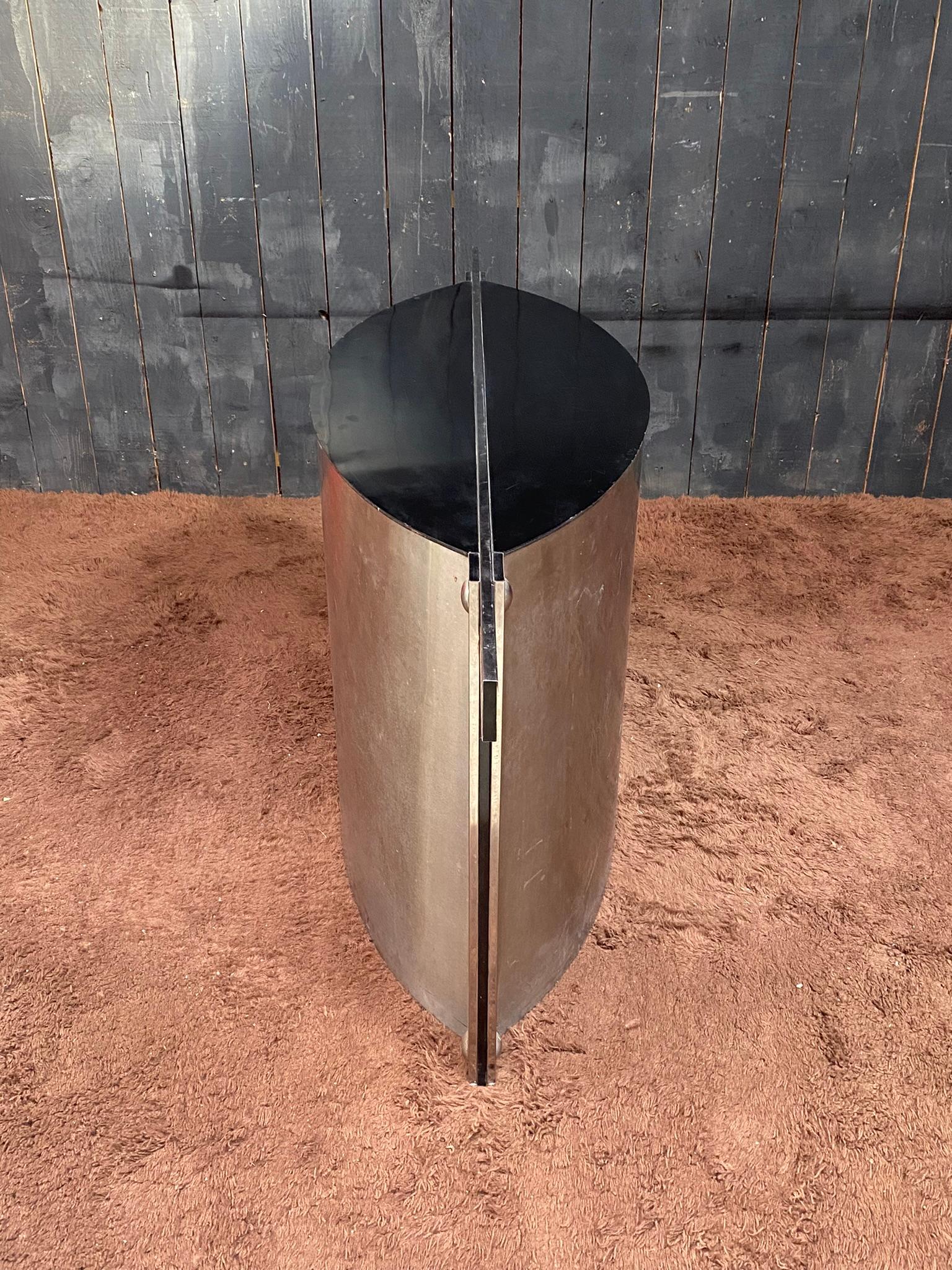 Table Base or Console Table in Wood Covered with Steel and Chrome, Brazil, 1981 For Sale 1