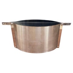 Table Base or Console Table in Wood Covered with Steel and Chrome, Brazil, 1981