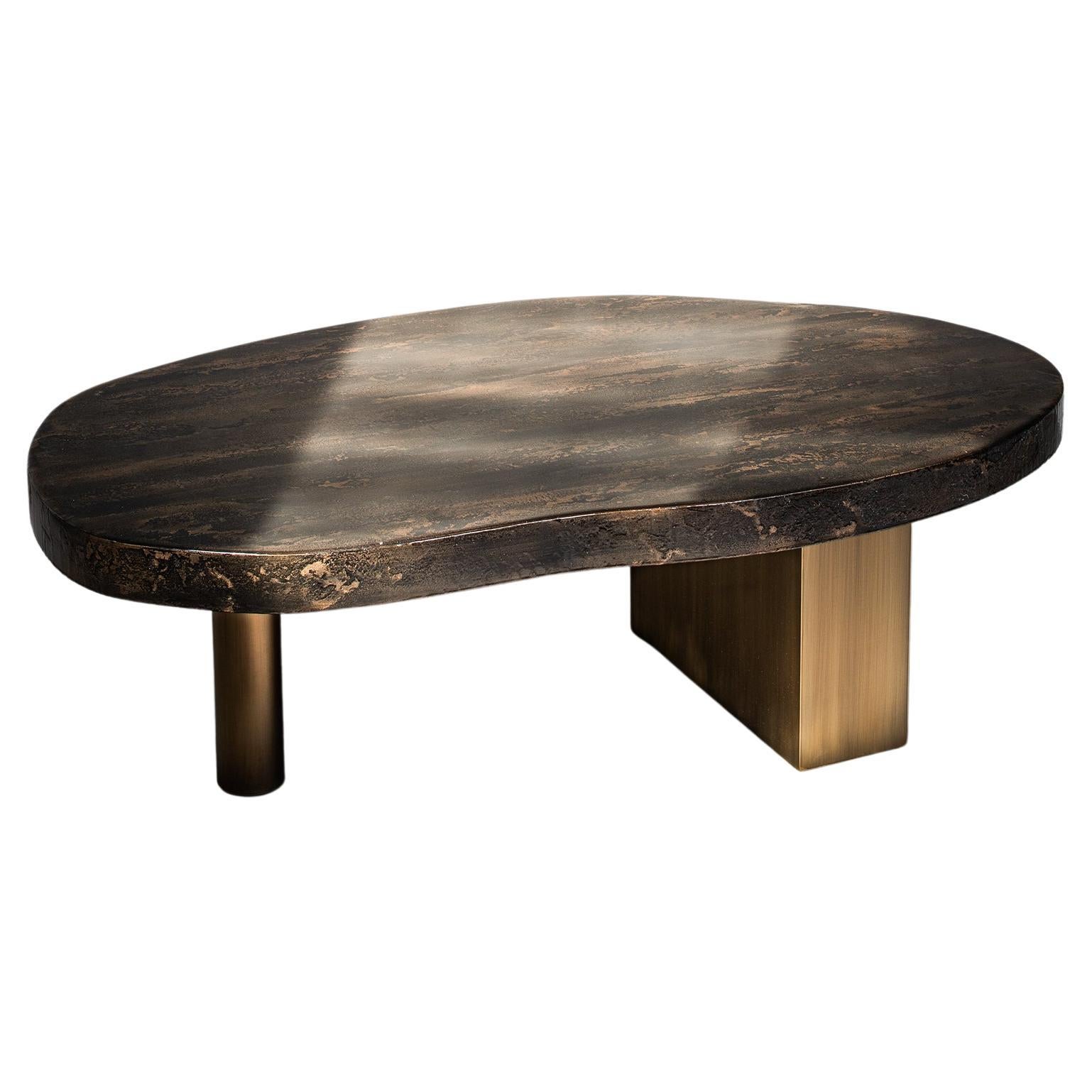 Table basse Basse Stone Bronze Bruni Pierre Bonnefille - table basse multimédia  en vente